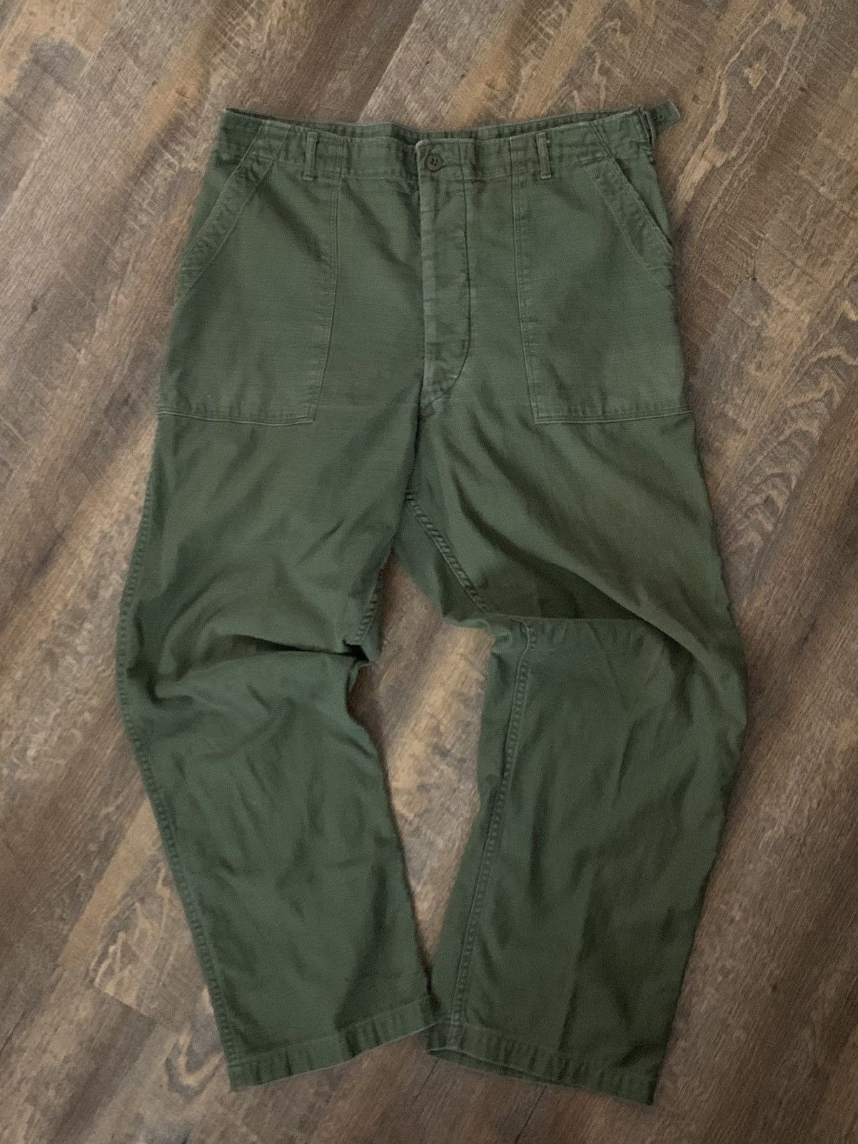 image of Vietnam Military Sateen OG 107 Fatigue Baker Pants in Olive, Men's (Size 36)