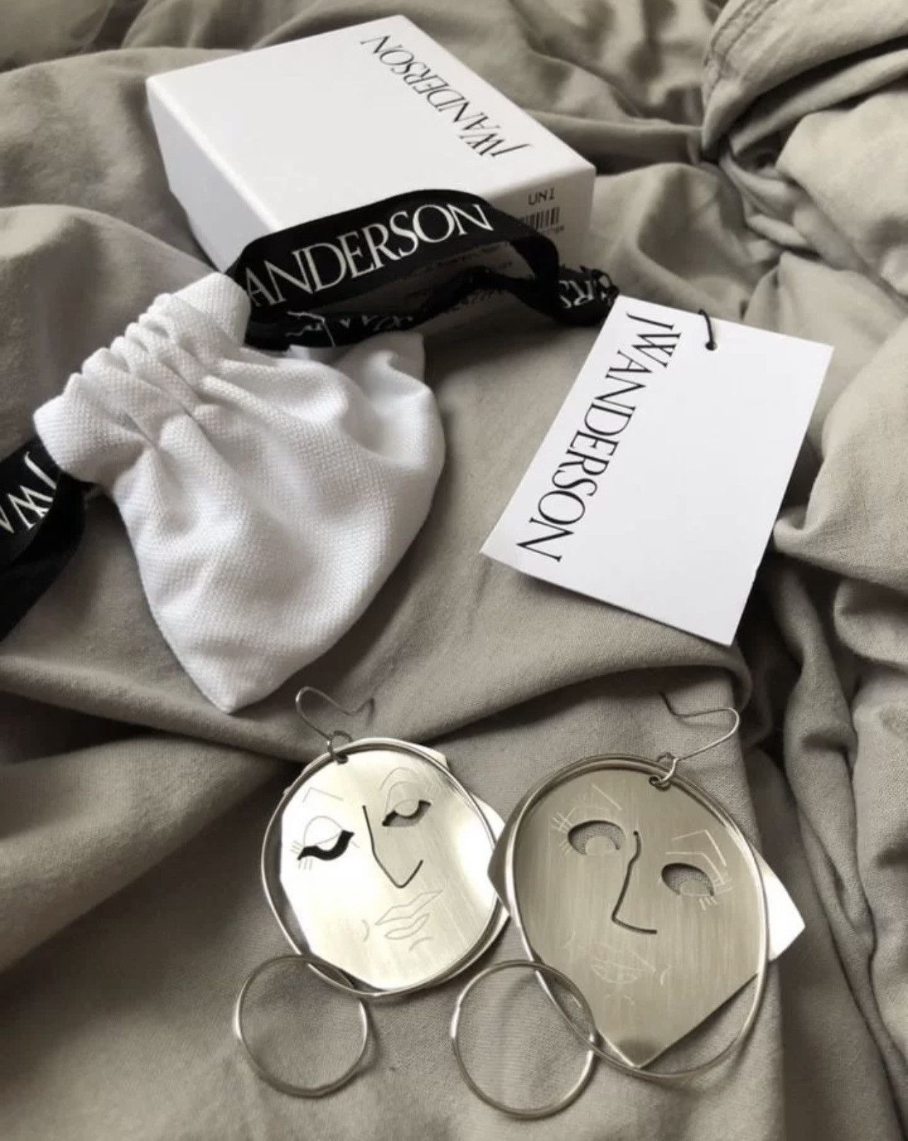 image of J W Anderson J.w Anderson Moon Earrings in Silver, Women's
