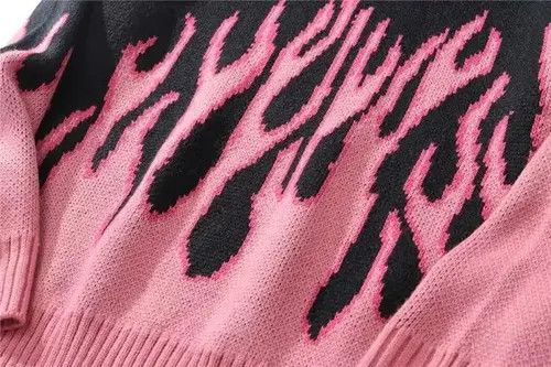 VIBE "Pink Flames" Oversized Knitted Sweater Sweatshirt Pullover Size US L / EU 52-54 / 3 - 3 Thumbnail