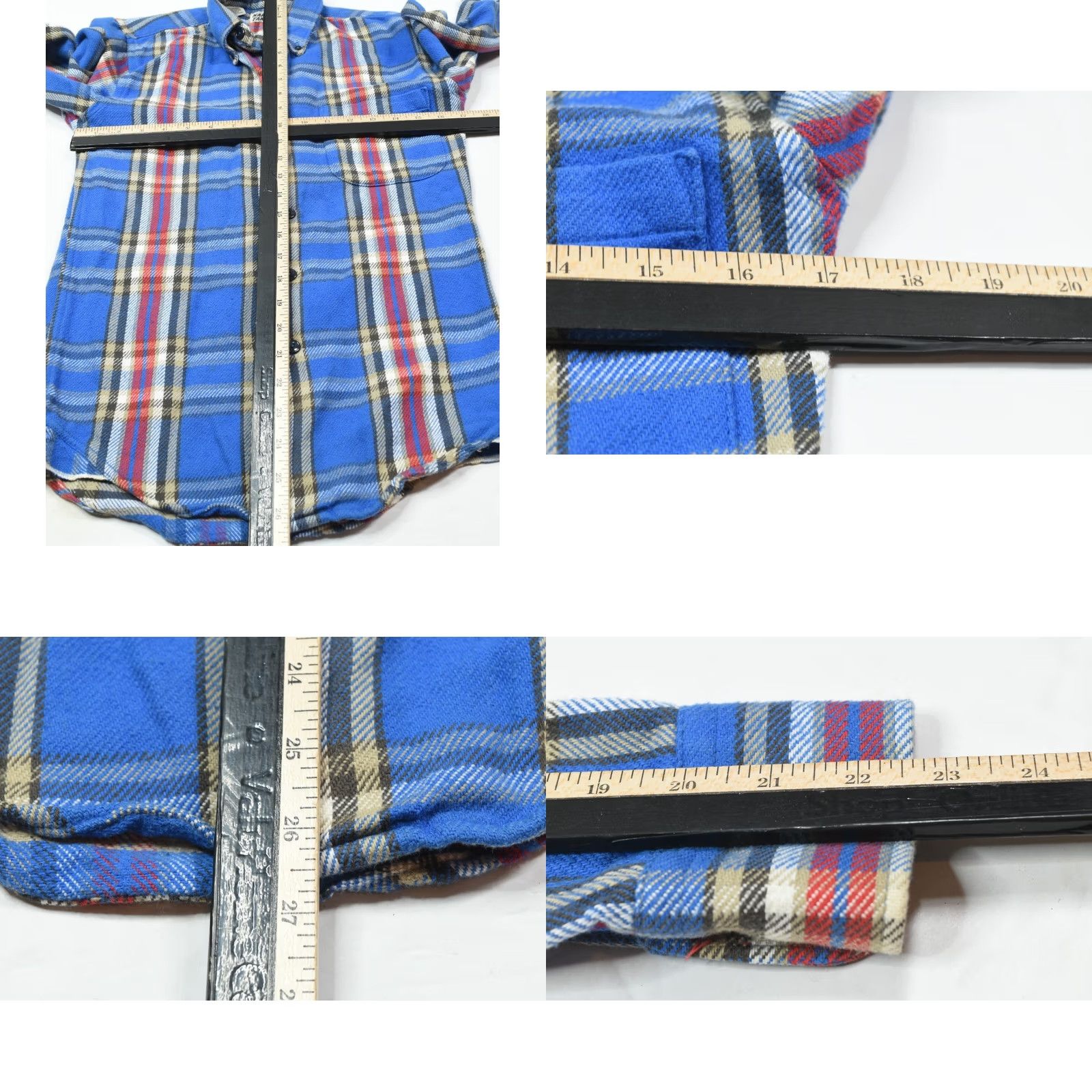Vintage Naked & Famous Denim Flannel Shirt Slim Button-Down Mens XS Blue Red Plaid Long Sleeve Shirt Size US S / EU 44-46 / 1 - 8 Thumbnail