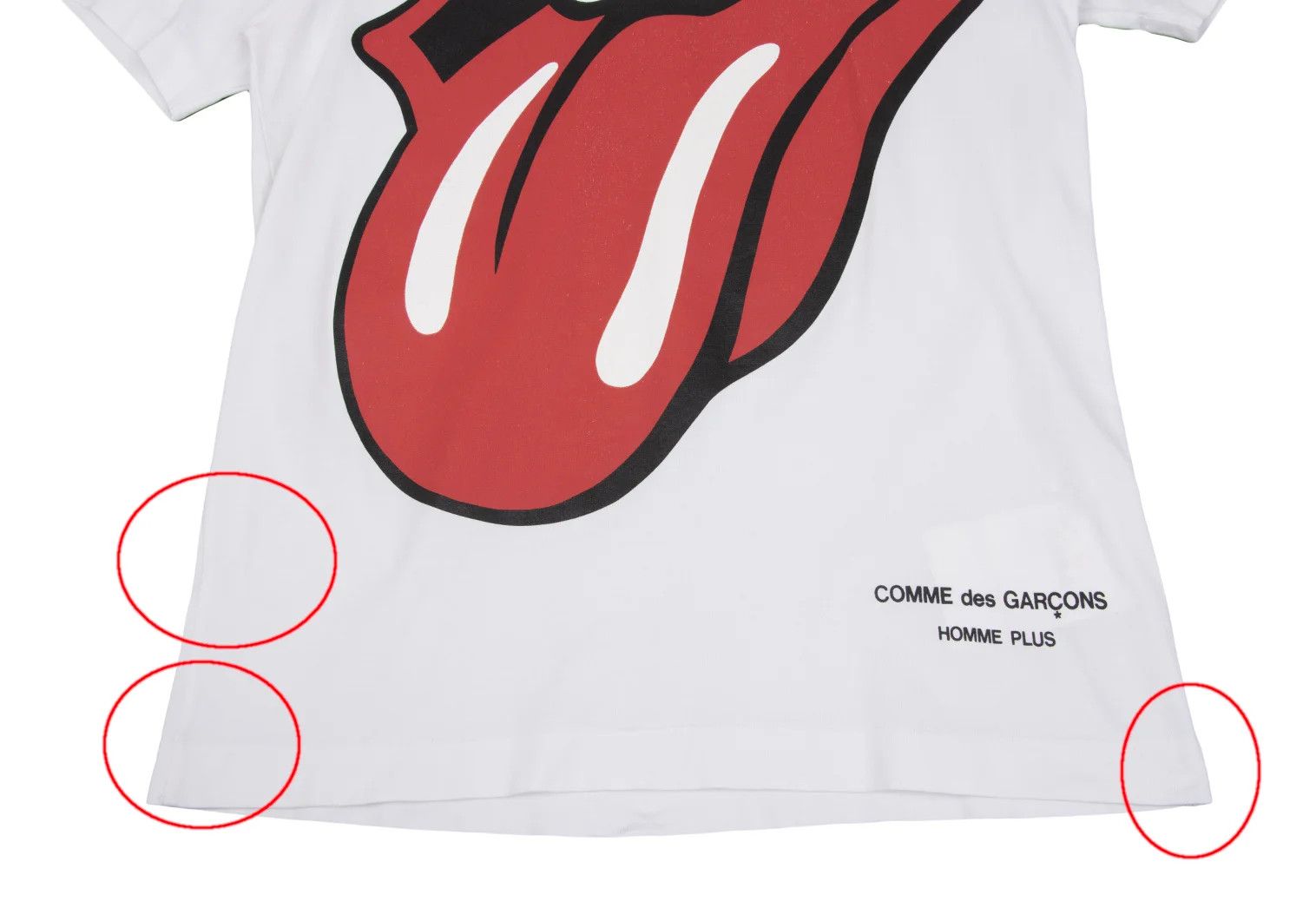 Comme des Garcons Homme Plus Rolling Stones Lip Print Big T-Shirt in White and Red M Size US M / EU 48-50 / 2 - 8 Thumbnail