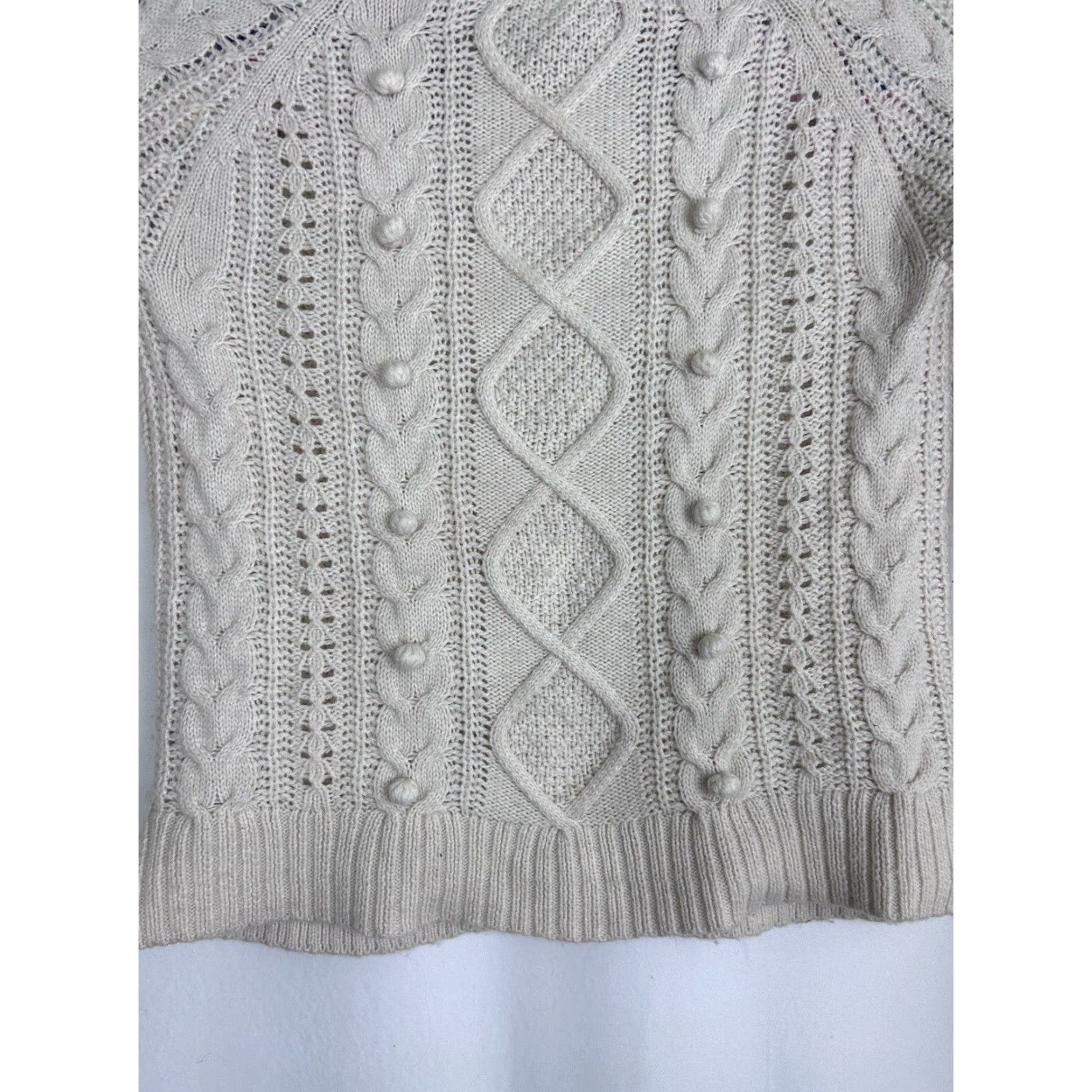 J.Crew J.CREW Sweater XS Beige Cable-Knit Pullover Women Size XS / US 0-2 / IT 36-38 - 6 Thumbnail