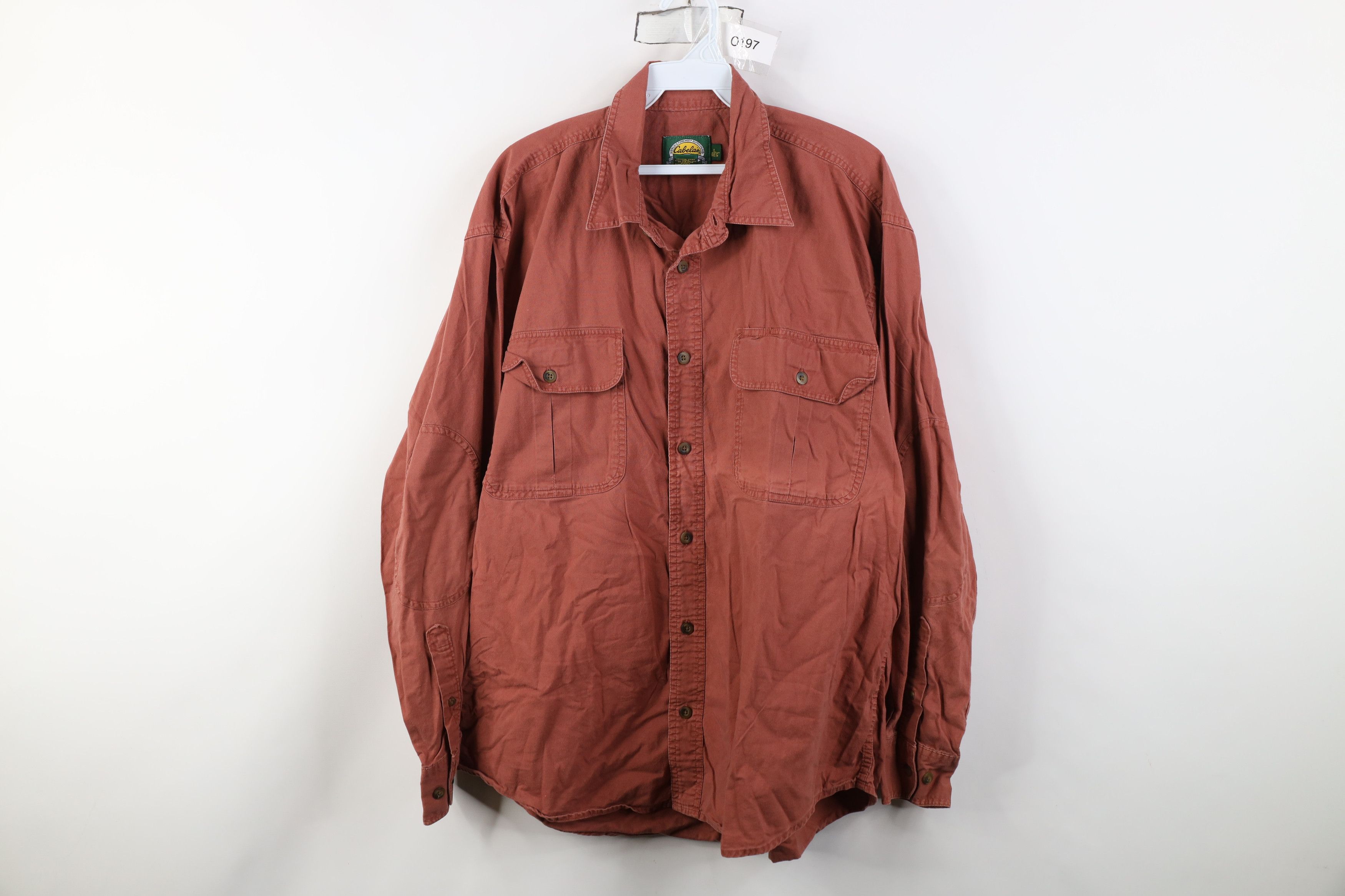Cabelas Vintage 90s Cabelas Patch Collared Button Shirt Red Cotton Size US L / EU 52-54 / 3 - 1 Thumbnail