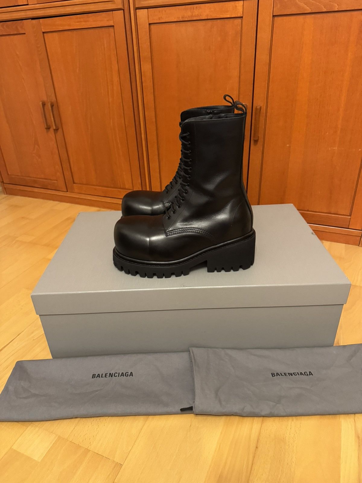 Balenciaga *NEW* Balenciaga Stomper Leather Black Boots Size US 11 / EU 44 - 1 Thumbnail