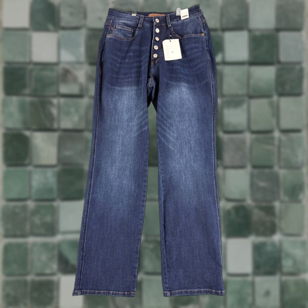 Vintage Judy Blue Jeans Womens Size 28 Blue Denim Straight Leg High Waist Dark Wash Jeans Size 28" / US 6 / IT 42 - 1 Thumbnail