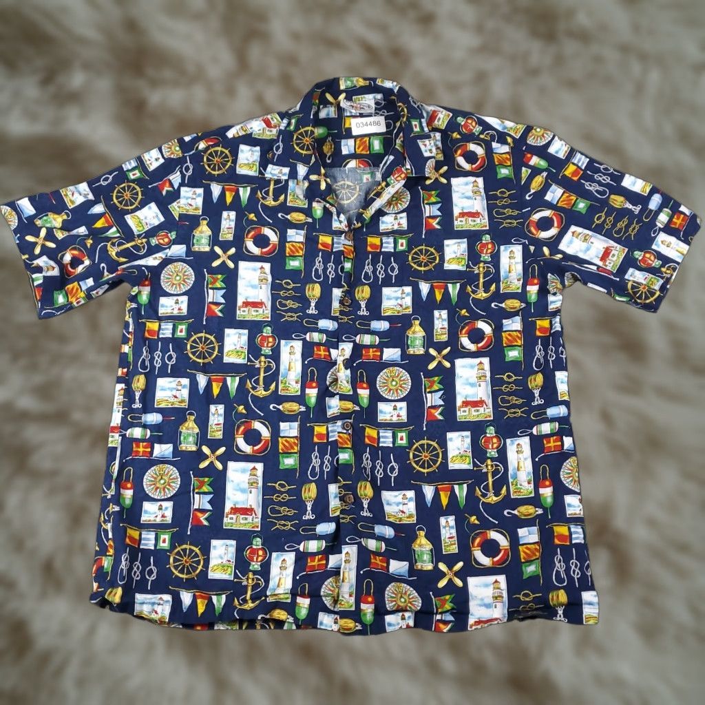 Vintage Pacific Legend Shirt Mens XL Blue Hawaiian Camp Button Up Short Sleeve Size US XL / EU 56 / 4 - 1 Thumbnail