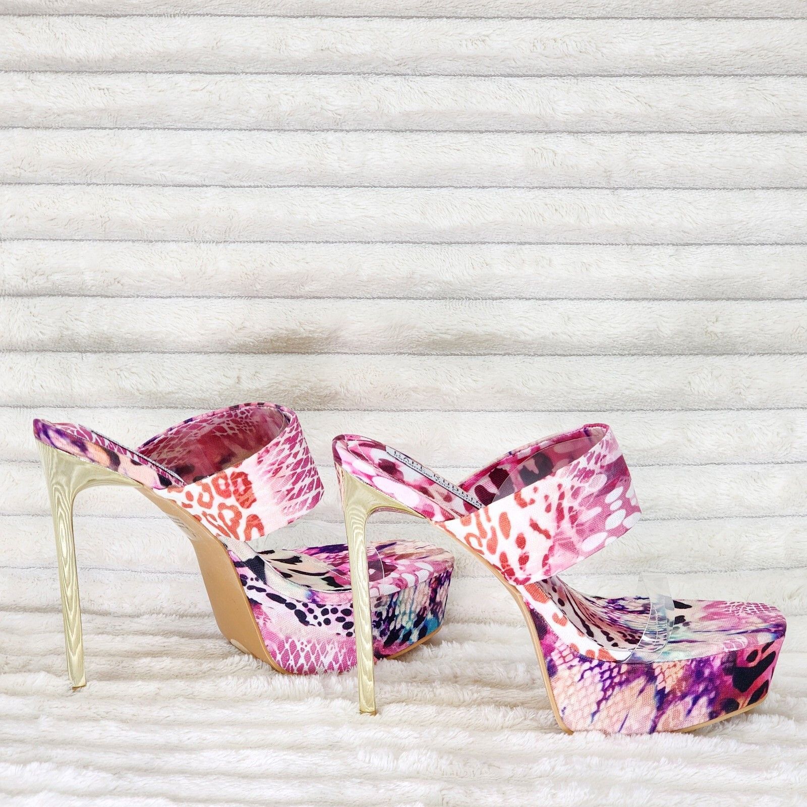 Other Razz Slip On High Heel Clogs Mules Slides Multi Color Print Size US 10 / IT 40 - 1 Thumbnail