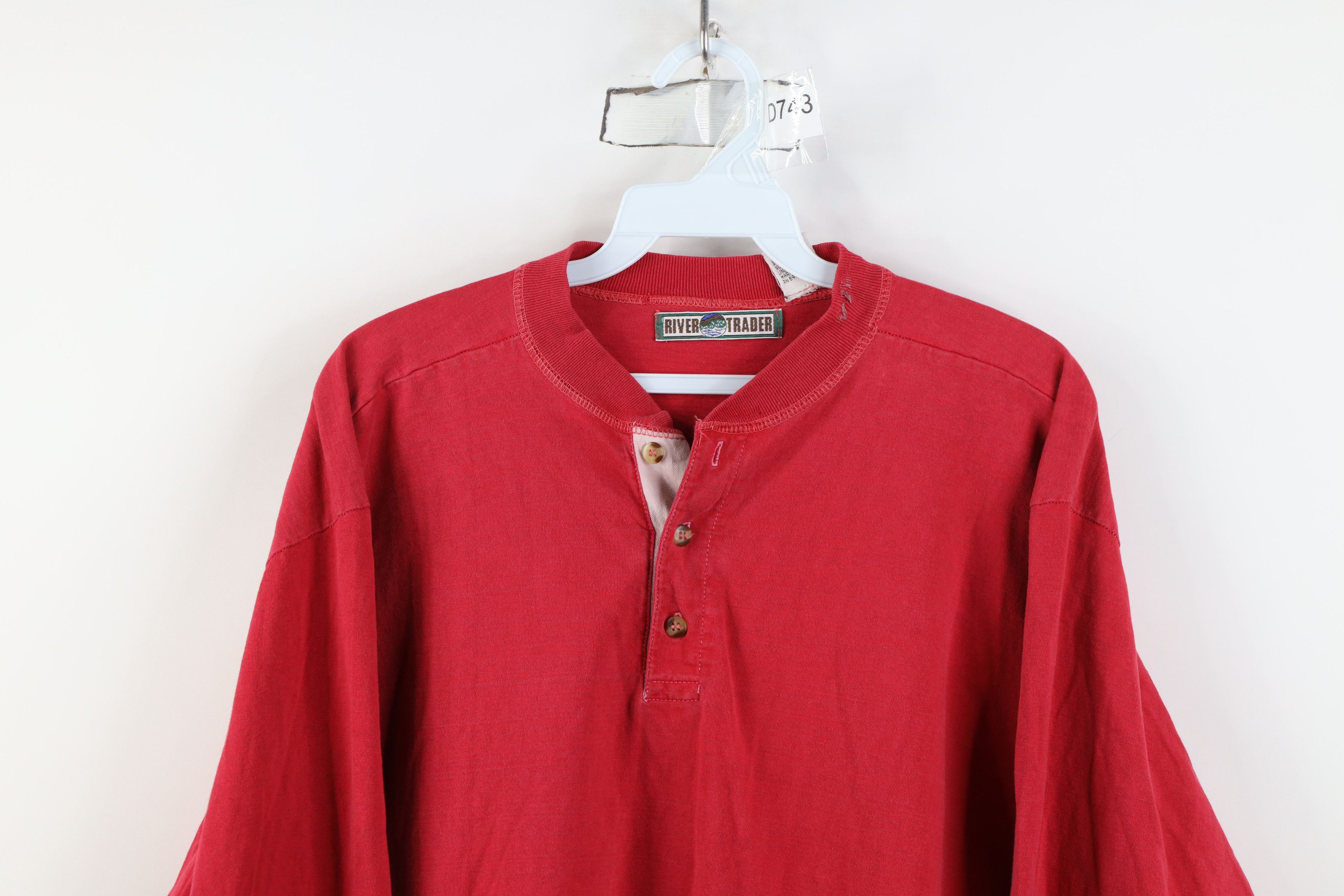 Vintage Vintage 90s Streetwear Blank Long Sleeve Henley T-Shirt Size US L / EU 52-54 / 3 - 2 Thumbnail