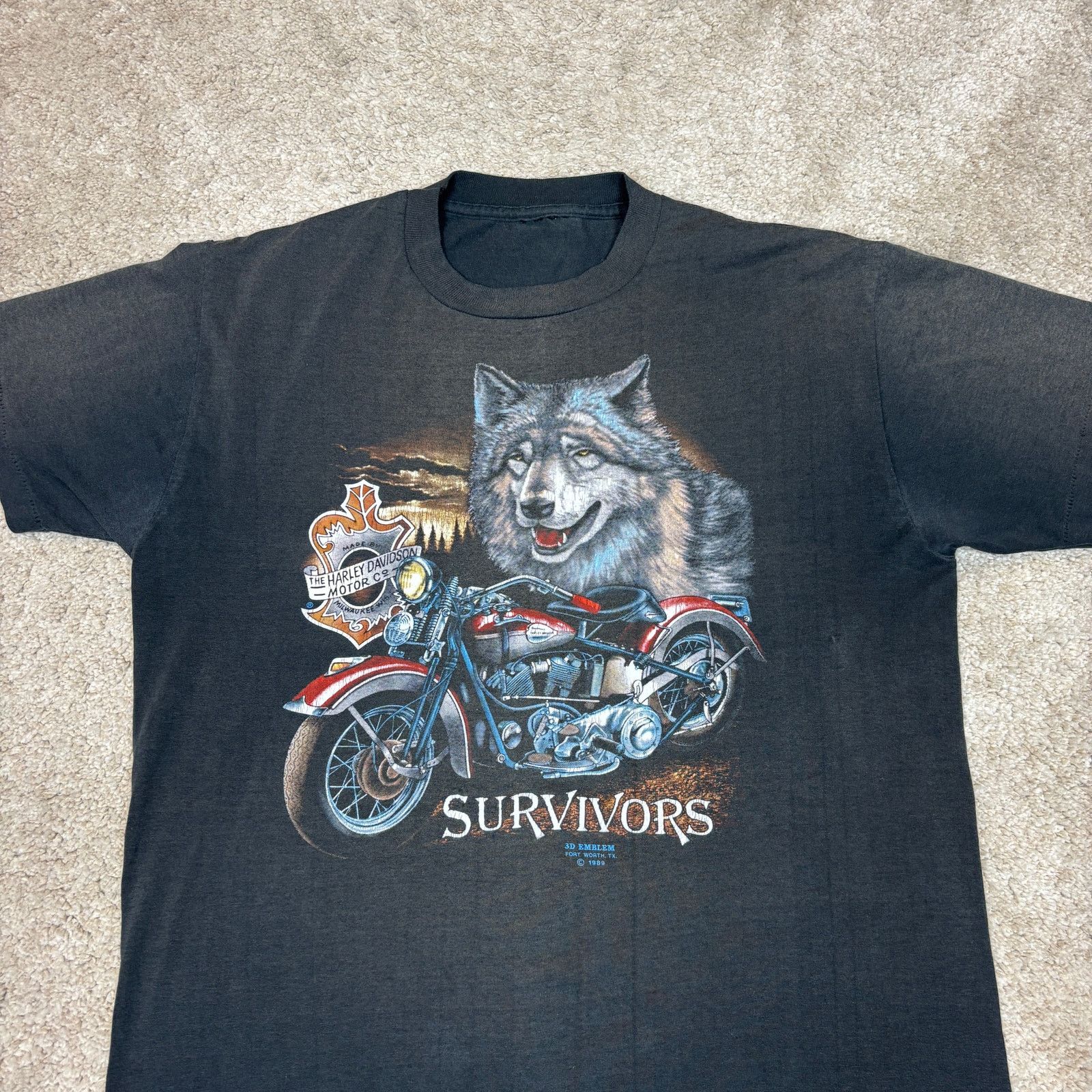 Harley Davidson Vintage 80s Harley Davidson 3D Emblem T Shirt XL Faded Size US XL / EU 56 / 4 - 2 Thumbnail