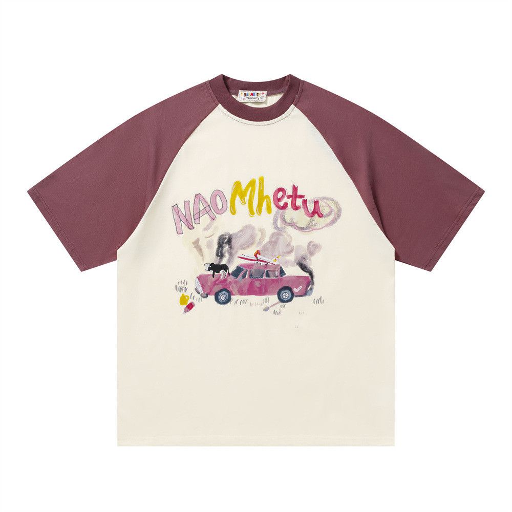 Japanese Brand Men's Hip-Hop Style Raglan T-Shirt with Cartoon Print Size US M / EU 48-50 / 2 - 1 Thumbnail