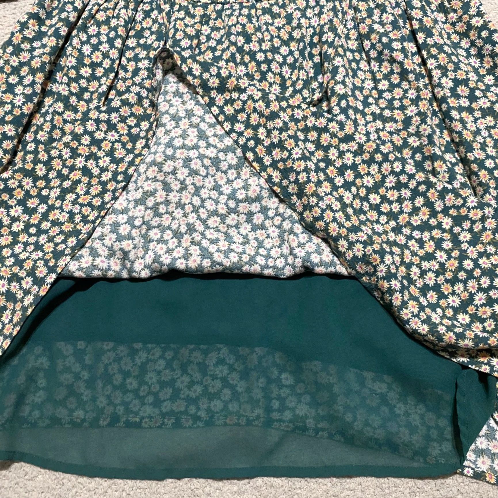 American Eagle Outfitters American Eagle Dress Womens Small Green Floral Square Neck Mini Scoop Back Size S / US 4 / IT 40 - 7 Thumbnail