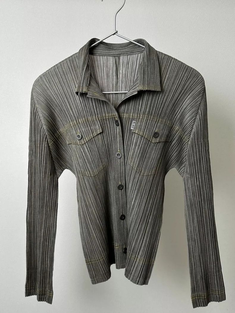 Issey Miyake Issey Miyake size:2 Grey vintage denim shirt jacket Size XS / US 0-2 / IT 36-38 - 1 Thumbnail