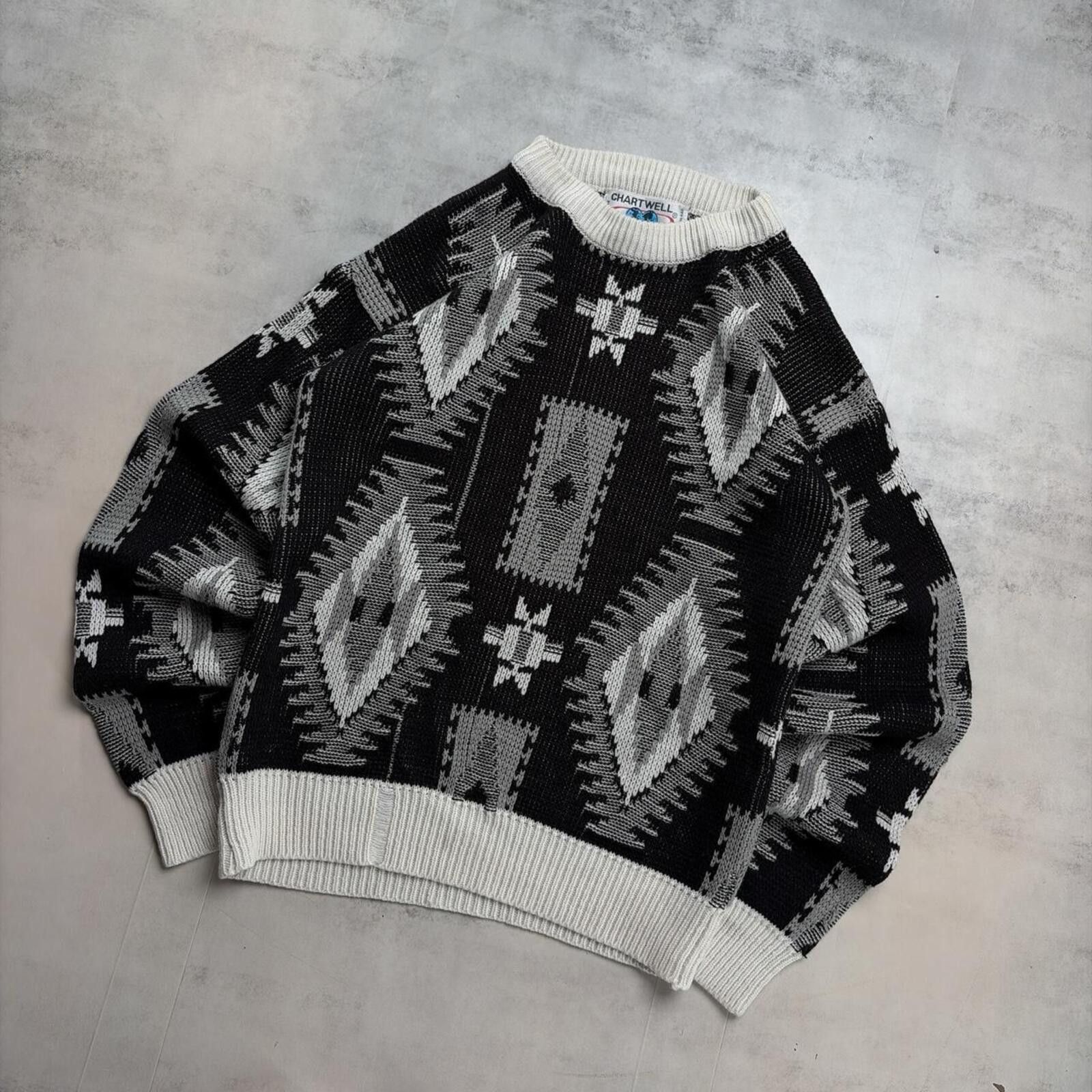 Other Vintage 90’s Black Chartwell Grunge Aztec Knit Sweater Size US S / EU 44-46 / 1 - 2 Thumbnail