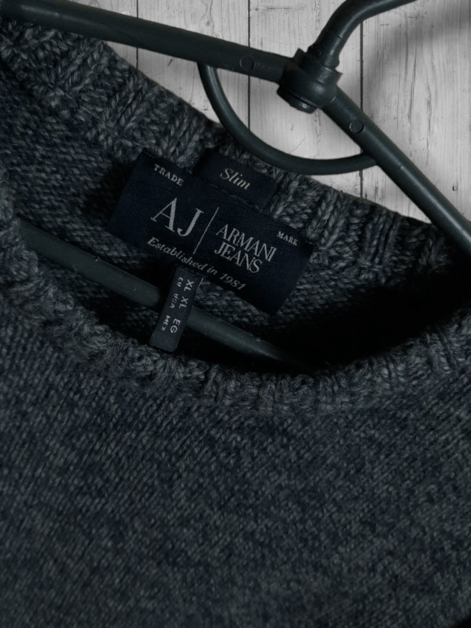 Armani Last !!! Vintage Armani Jeans Lana Wool GreyKnit Sweater Size US L / EU 52-54 / 3 - 3 Thumbnail