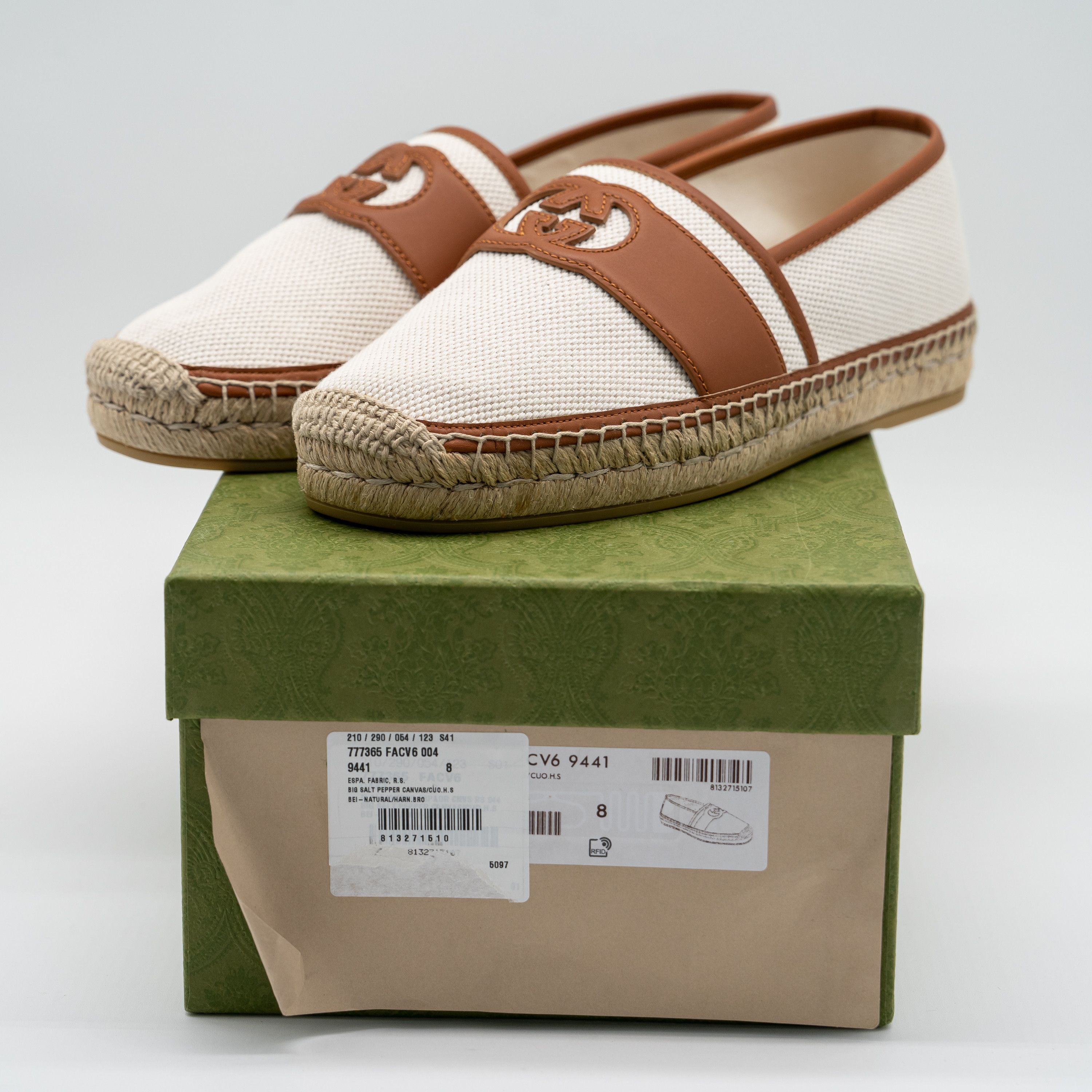 Gucci Gucci Espadrilles White Brown Leather Canvas Interlocking GG Size US 8.5 / EU 41-42 - 11 Thumbnail