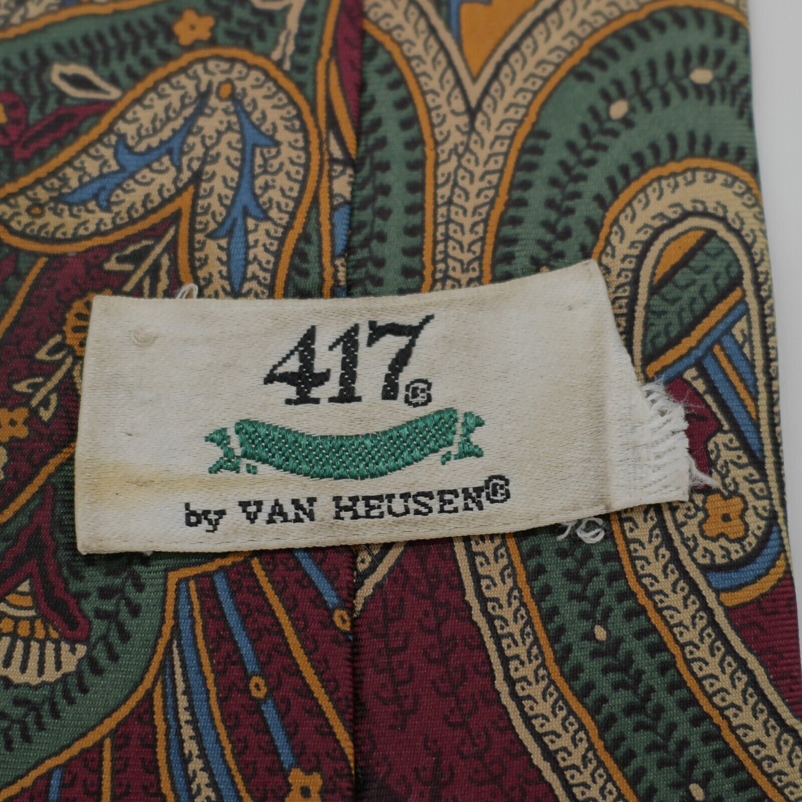 Van Heusen Van Heusen 417 Red Paisley Print Short Wide Silk Tie Size ONE SIZE - 3 Thumbnail