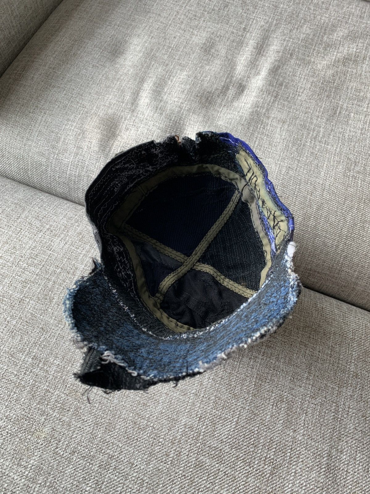 Japanese Brand 1/1 Thrashed Patchwork Hat Distressed by DARKPULL Size ONE SIZE - 7 Thumbnail