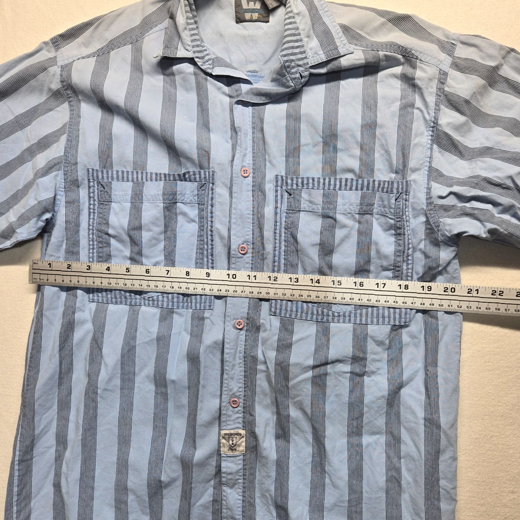 Doublet Weekends Weekends Blue Button-Up Shirt Short Sleeve Casual Men’s S Small Shirts Button-Up Shirt, White? Size US S / EU 44-46 / 1 - 5 Thumbnail