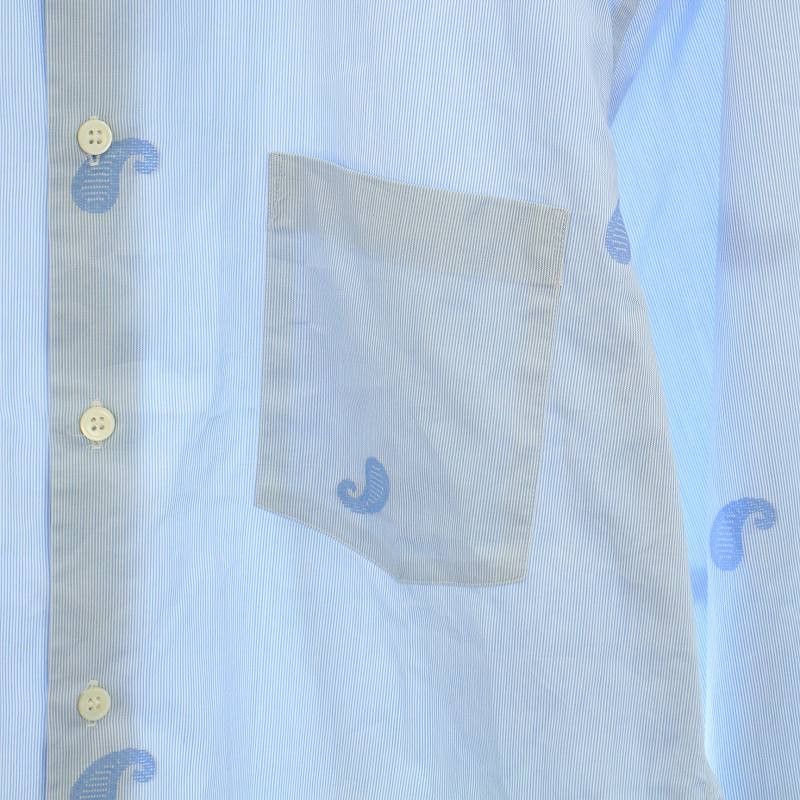 Comme des Garcons Homme Deux Shirt Long Sleeve Striped Paisley Embroidery Light Blue Size US S / EU 44-46 / 1 - 4 Thumbnail