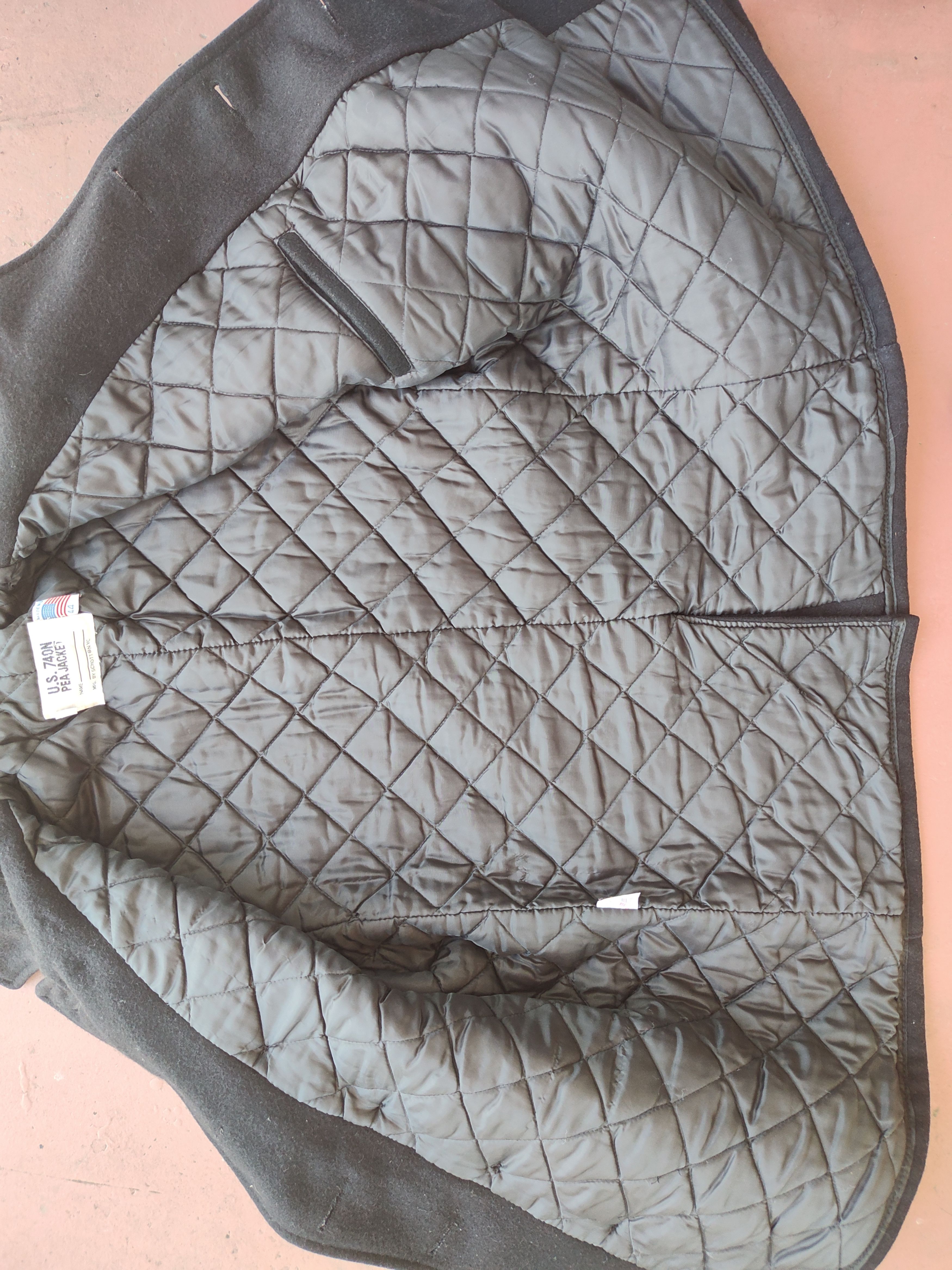 Schott Schott NYC US 740N Wool Pea Coat Navy Jacket Mens 44 Quilted Size US XL / EU 56 / 4 - 3 Thumbnail
