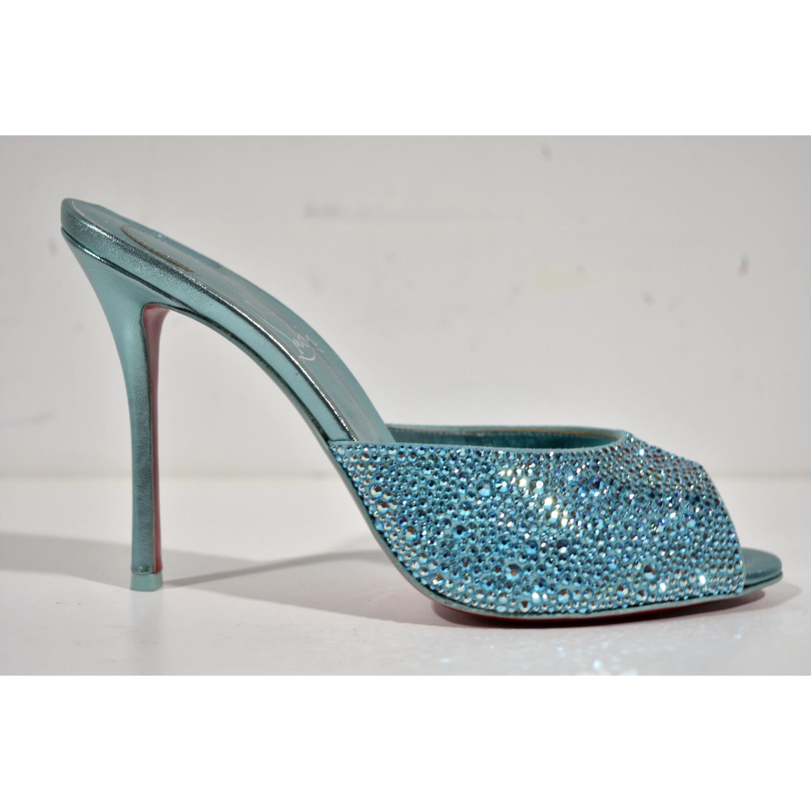 Christian Louboutin Christian Louboutin Me Dolly Strass 100 Blue Backless Size US 10 / IT 40 - 2 Thumbnail