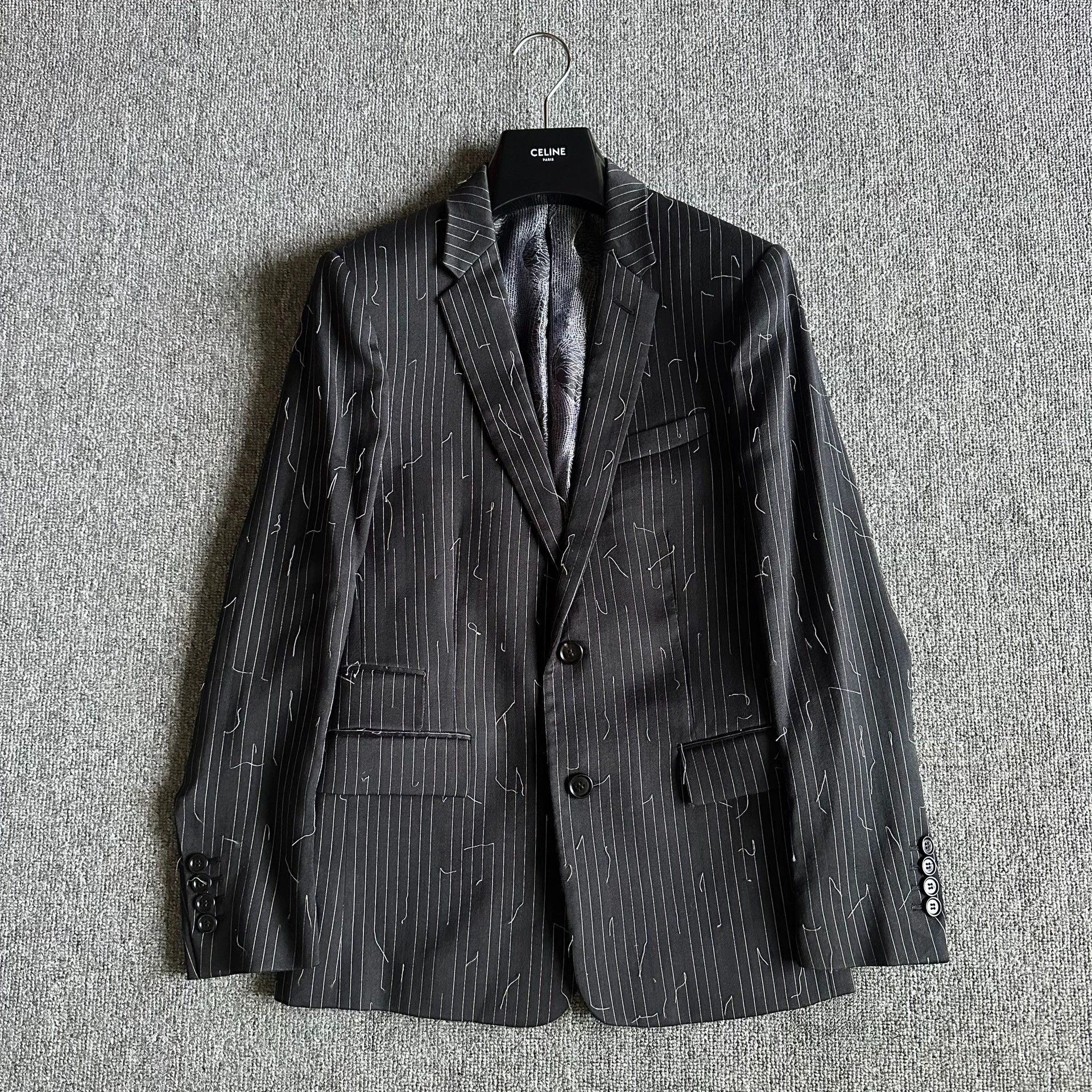 dior homme black striped wool suit
