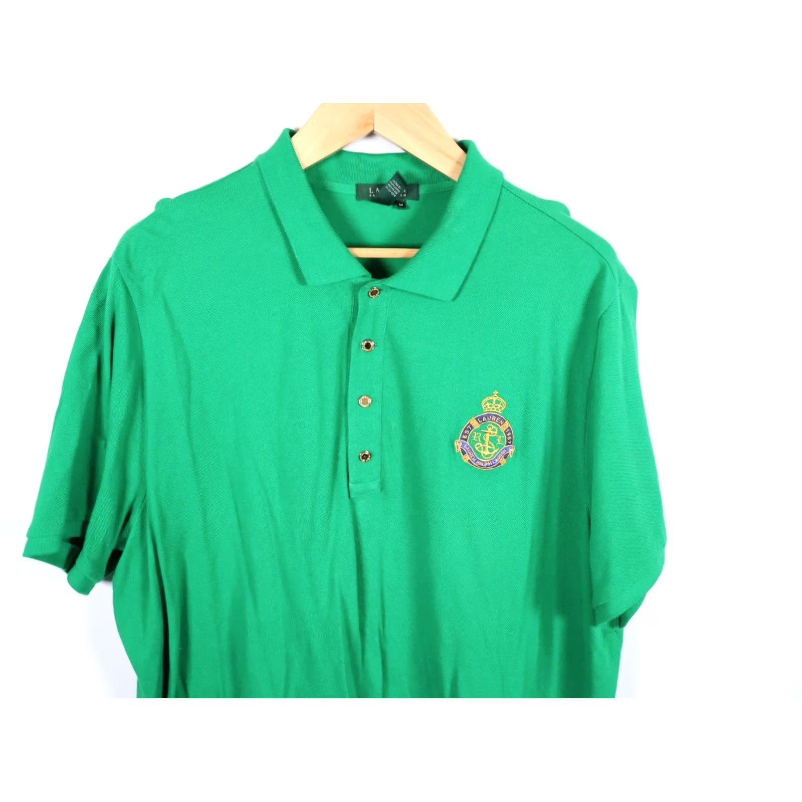 Ralph Lauren Lauren Ralph Lauren Green Polo Shirt Men's 3X Crown Crest Embroidery Cotton Size US XXL / EU 58 / 5 - 4 Thumbnail