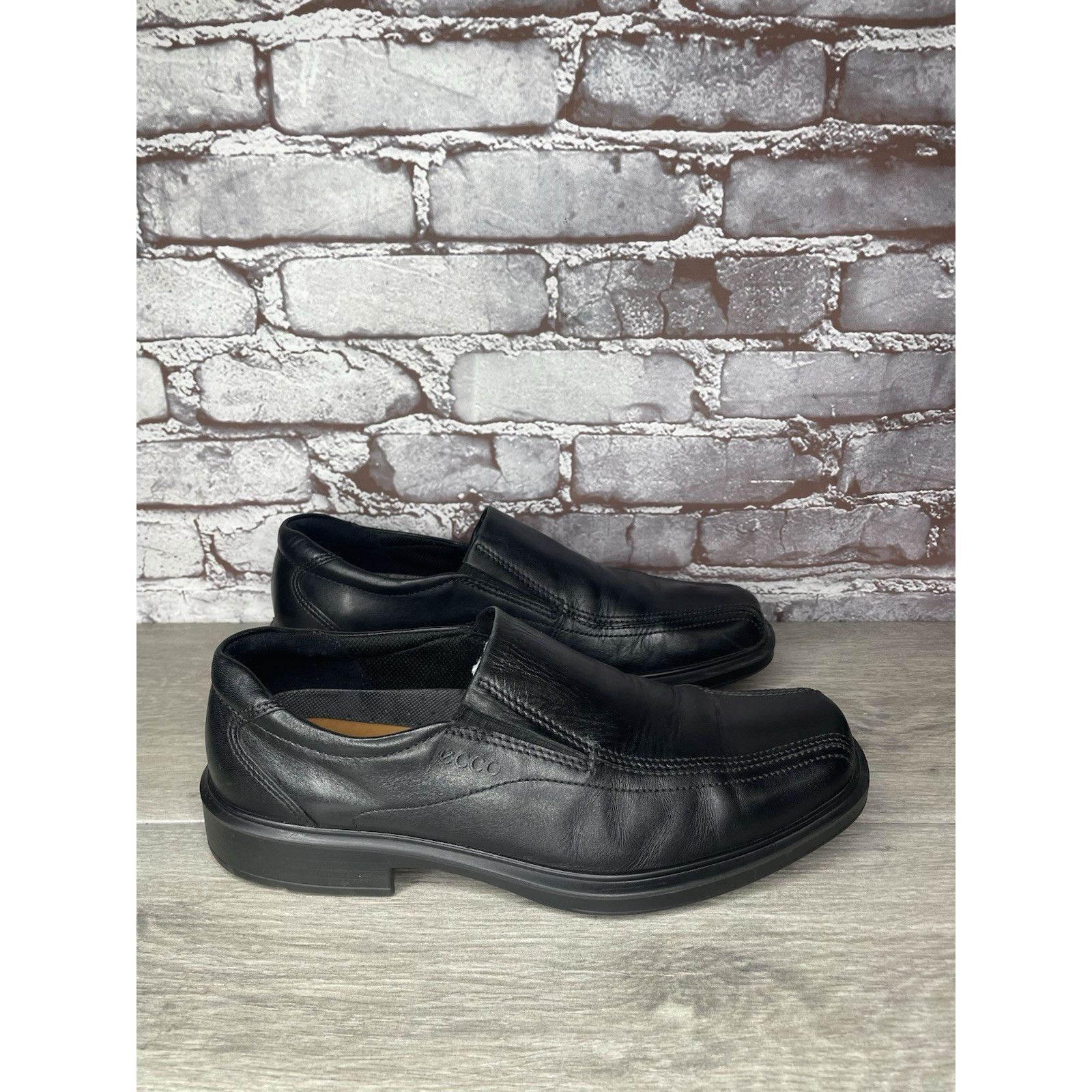 Ecco Ecco Black Leather Apron Toe Slip On Casual Loafers Shoes Me Size US 10 / EU 43 - 13 Thumbnail