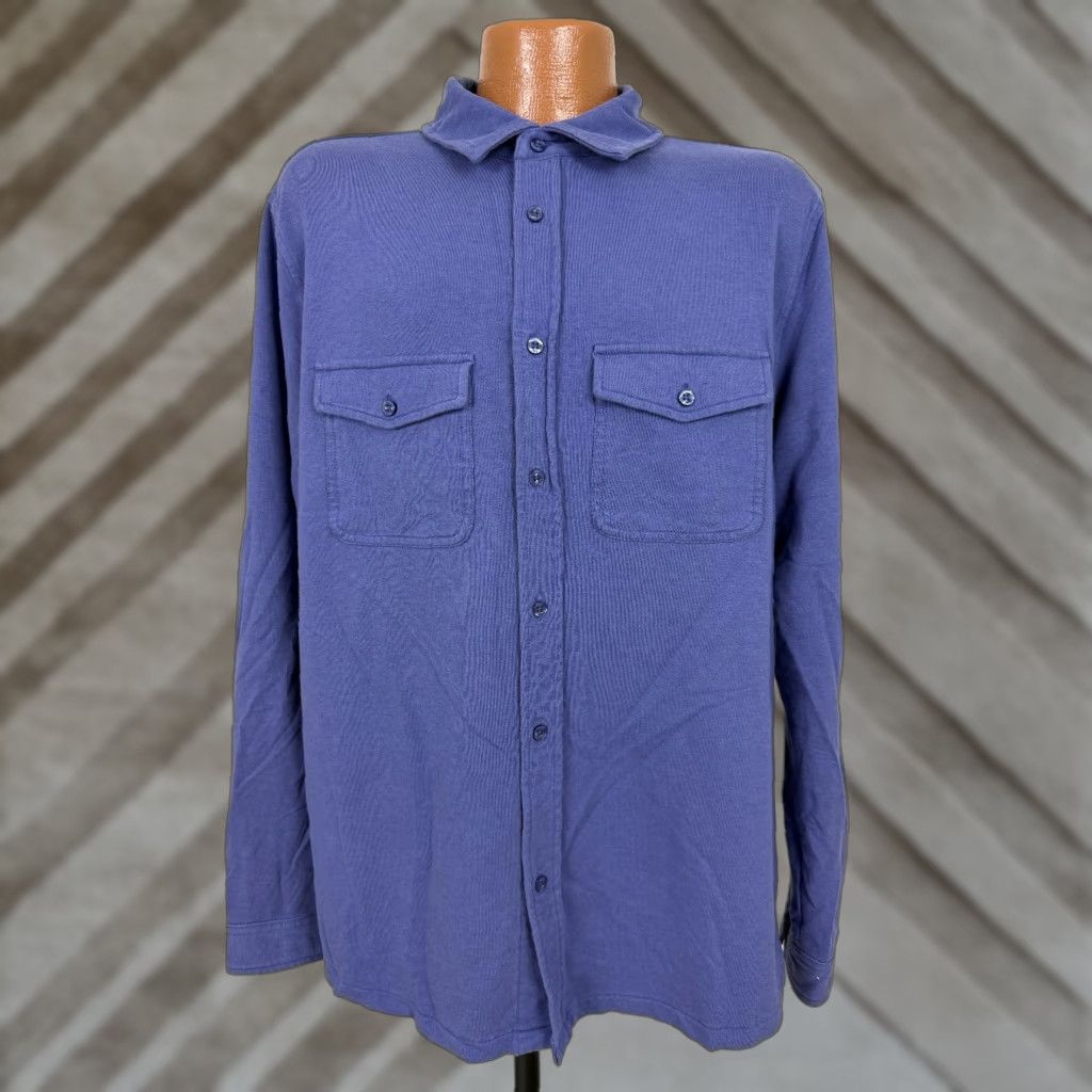 Gap VINTAGE Gap Button-Up Shirt Men XL Blue Heavyweight Fleece Outdoor Y2K Relaxed Regular Size US XL / EU 56 / 4 - 1 Thumbnail