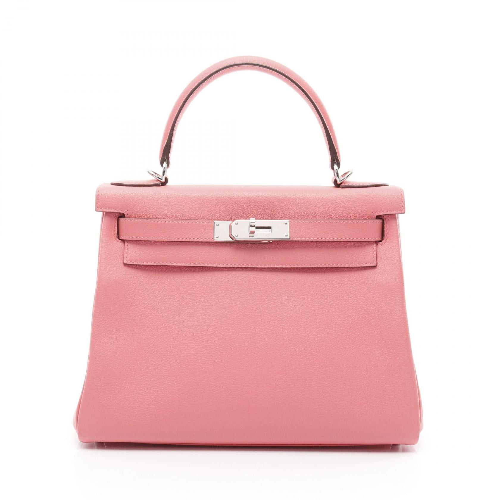Hermes Hermes Kelly28 Verso Rose Eté Rouge Exotic Handbag Evercolor Pink Red Silver Hardware Inner Stitch Y Stamp Size ONE SIZE - 1 Thumbnail