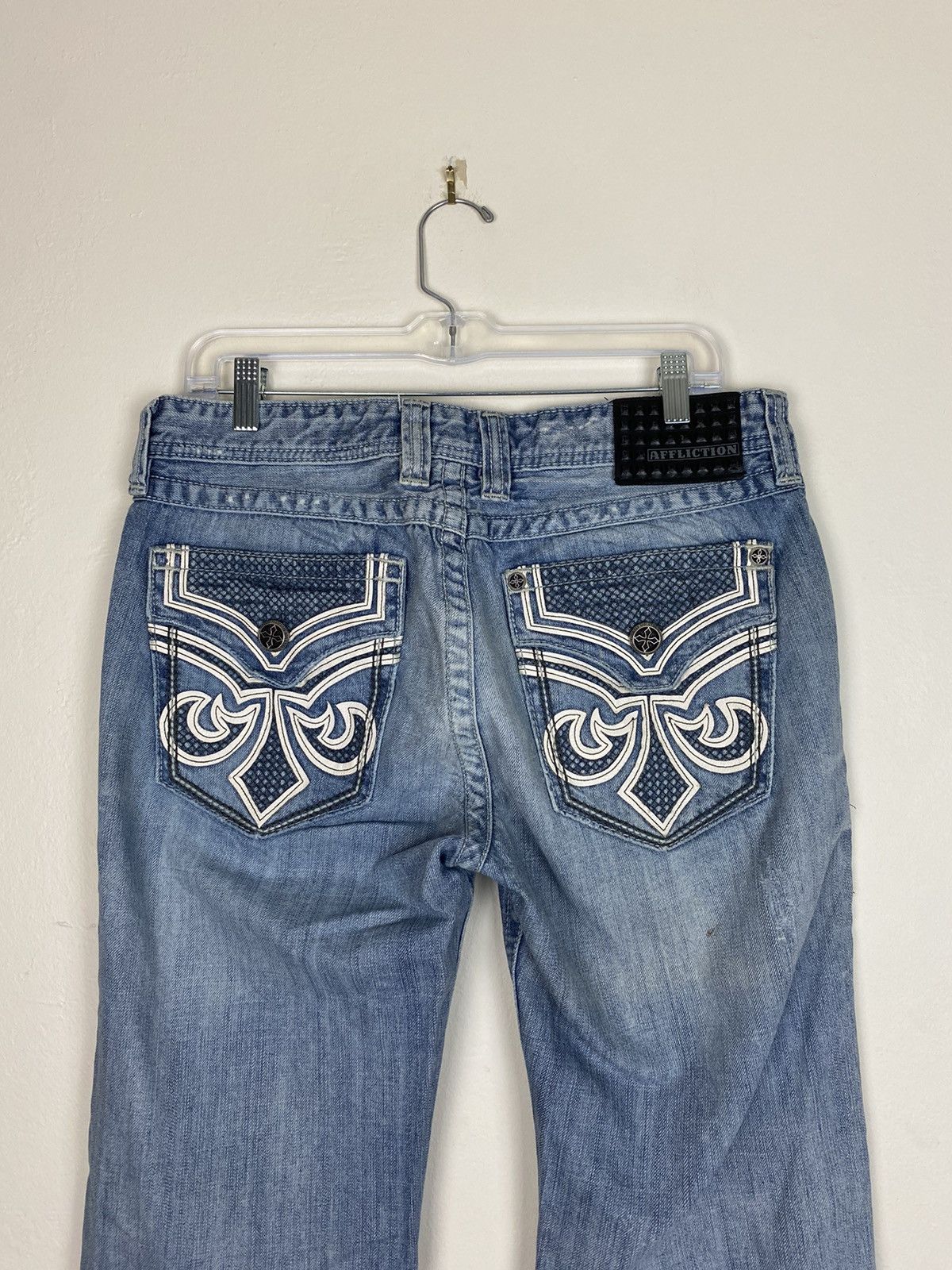 Affliction × Vintage Y2K Crazy Affliction Denim Jeans Grail Size US 33 - 8 Thumbnail