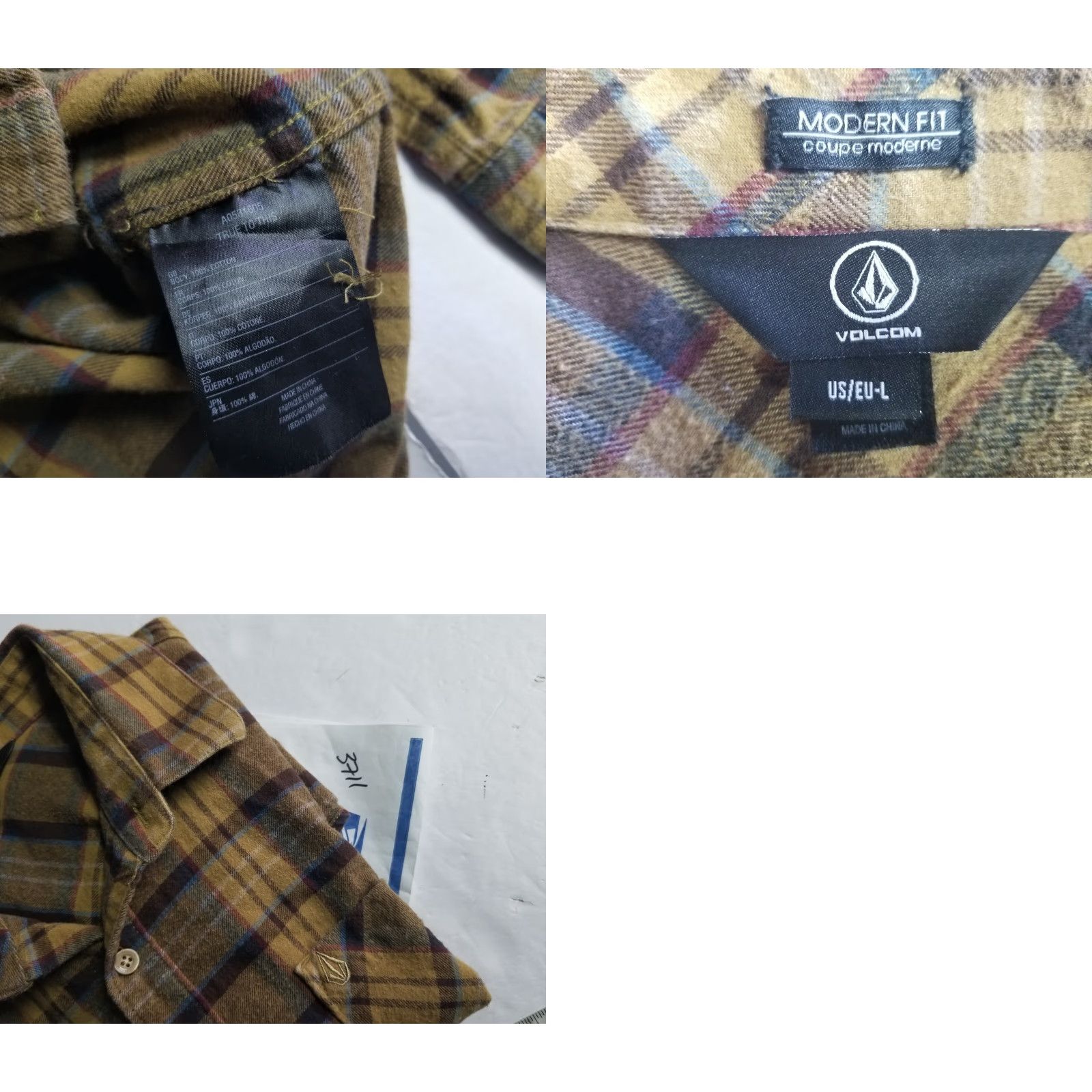 Volcom Volcom Shirt Flannel Plaid Button-Up Long Sleeve Multicolor Brown Large Men L Size US L / EU 52-54 / 3 - 8 Thumbnail