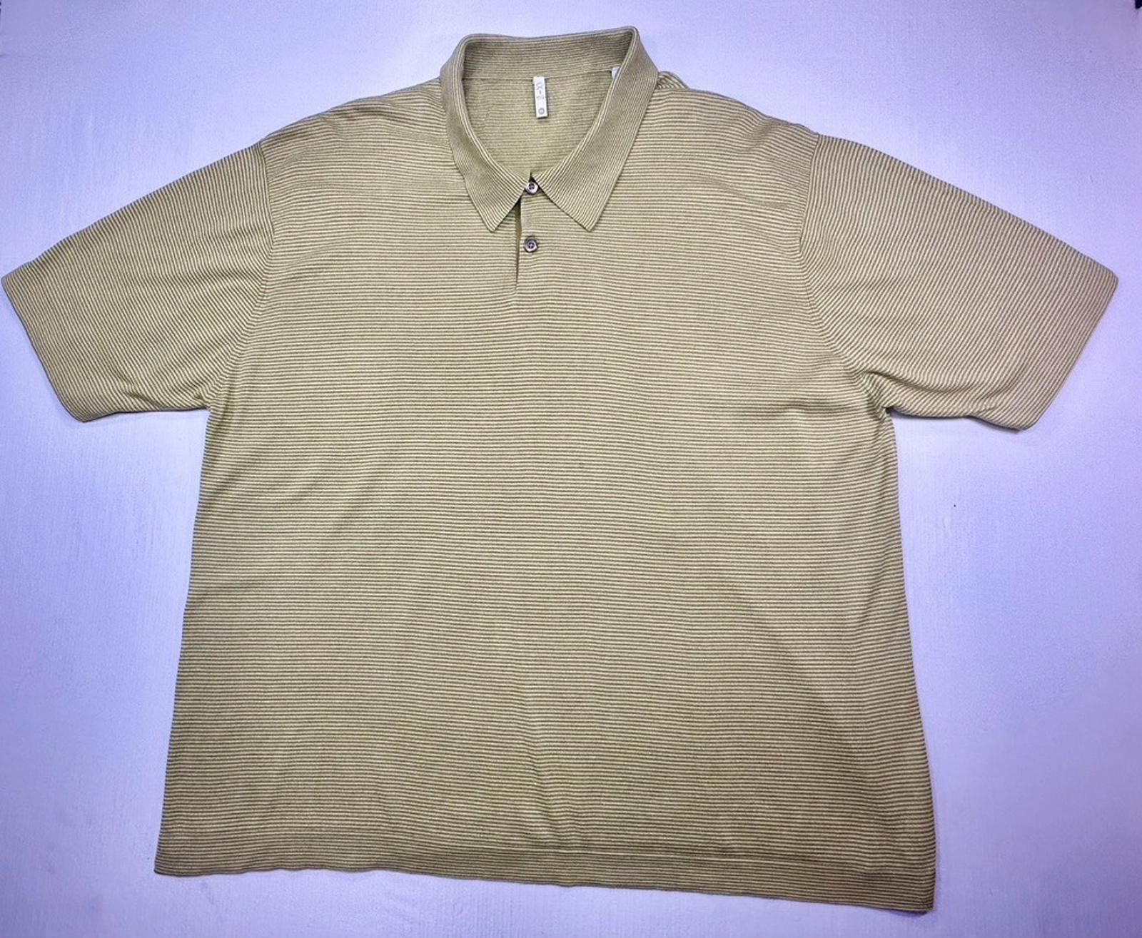 Adish Axis 1/4 Button Silk/Cotton Short Sleeve Polo Green Mens 2XL Size US XXL / EU 58 / 5 - 1 Thumbnail
