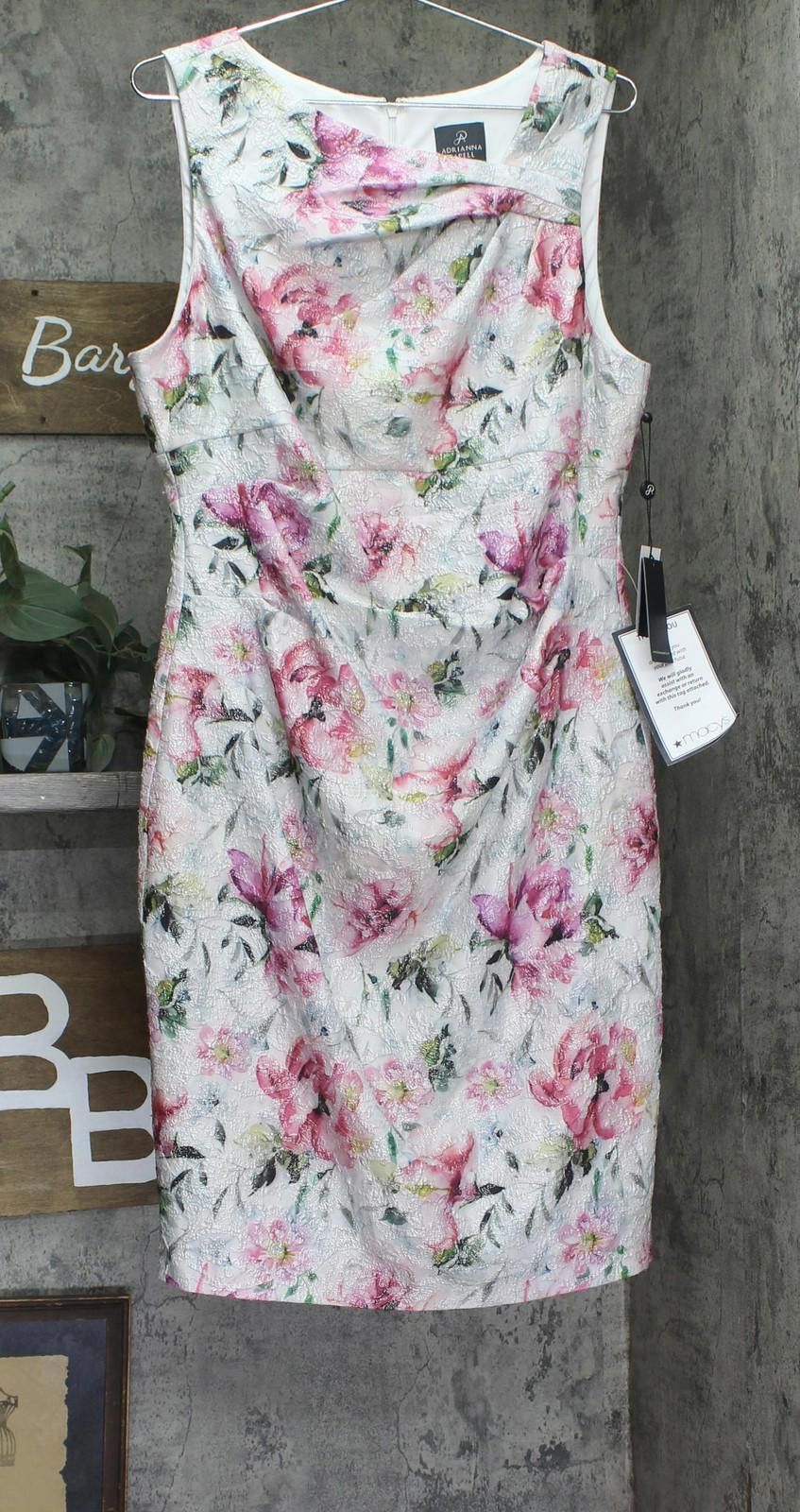 Nwt Adrianna Papell Above The Knee Dress Ivory Multi 16