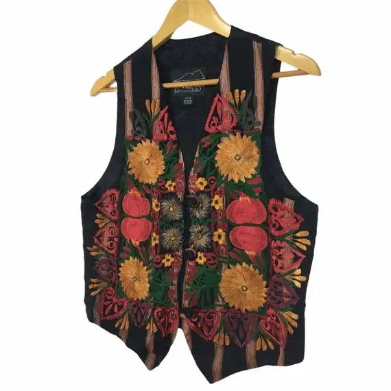 Vintage TENANGO DESIGNS Embroidered Vest Floral Made in Guatemala Size S / US 4 / IT 40 - 4 Thumbnail