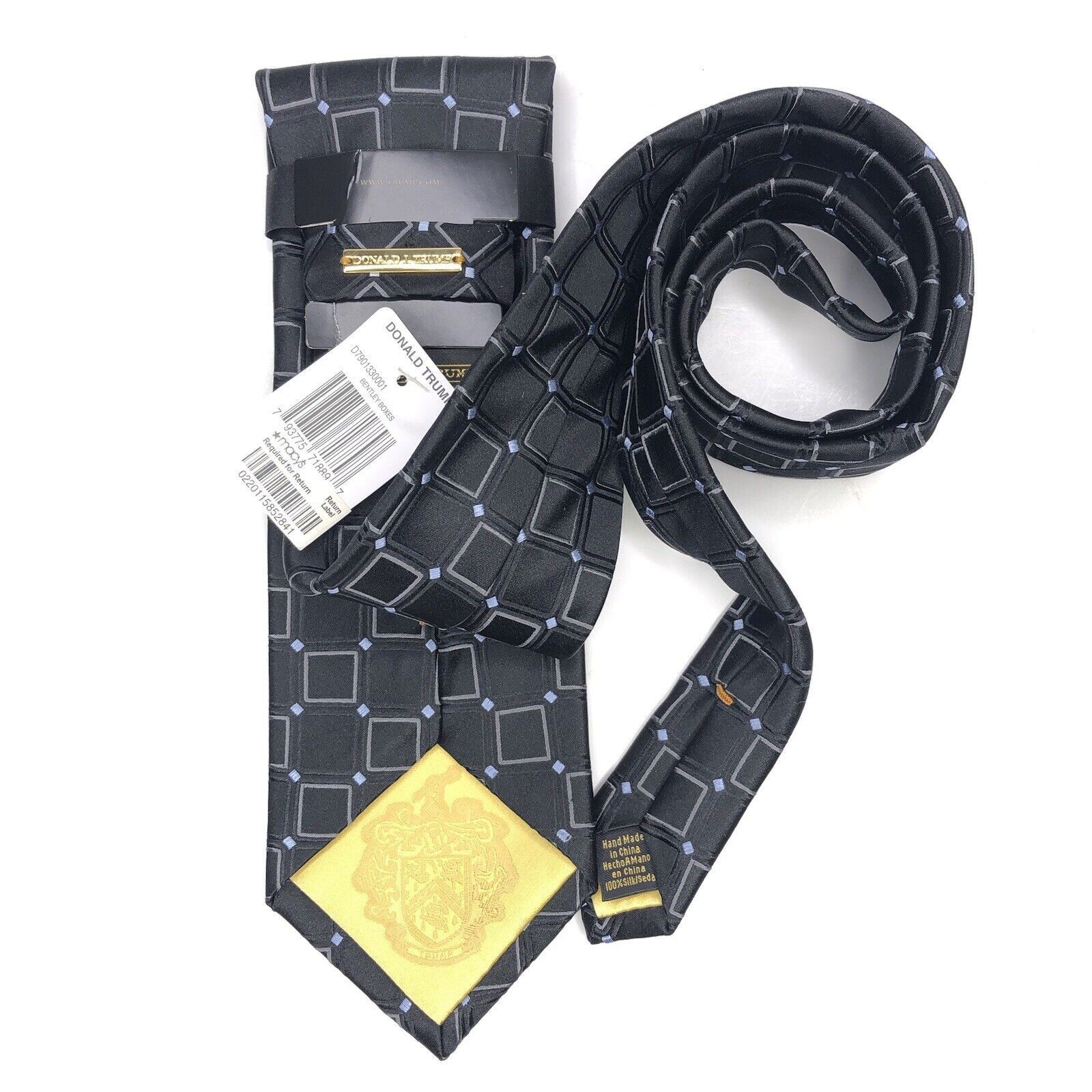Donald Trump Donald J. Trump 100% Silk Men Tie Black Plaids Checks Size ONE SIZE - 2 Thumbnail