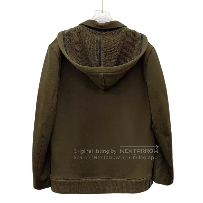 Loewe Loewe Green Wool Hooded Drawstring Notched Collar Single-B Size M / US 6-8 / IT 42-44 - 2 Thumbnail