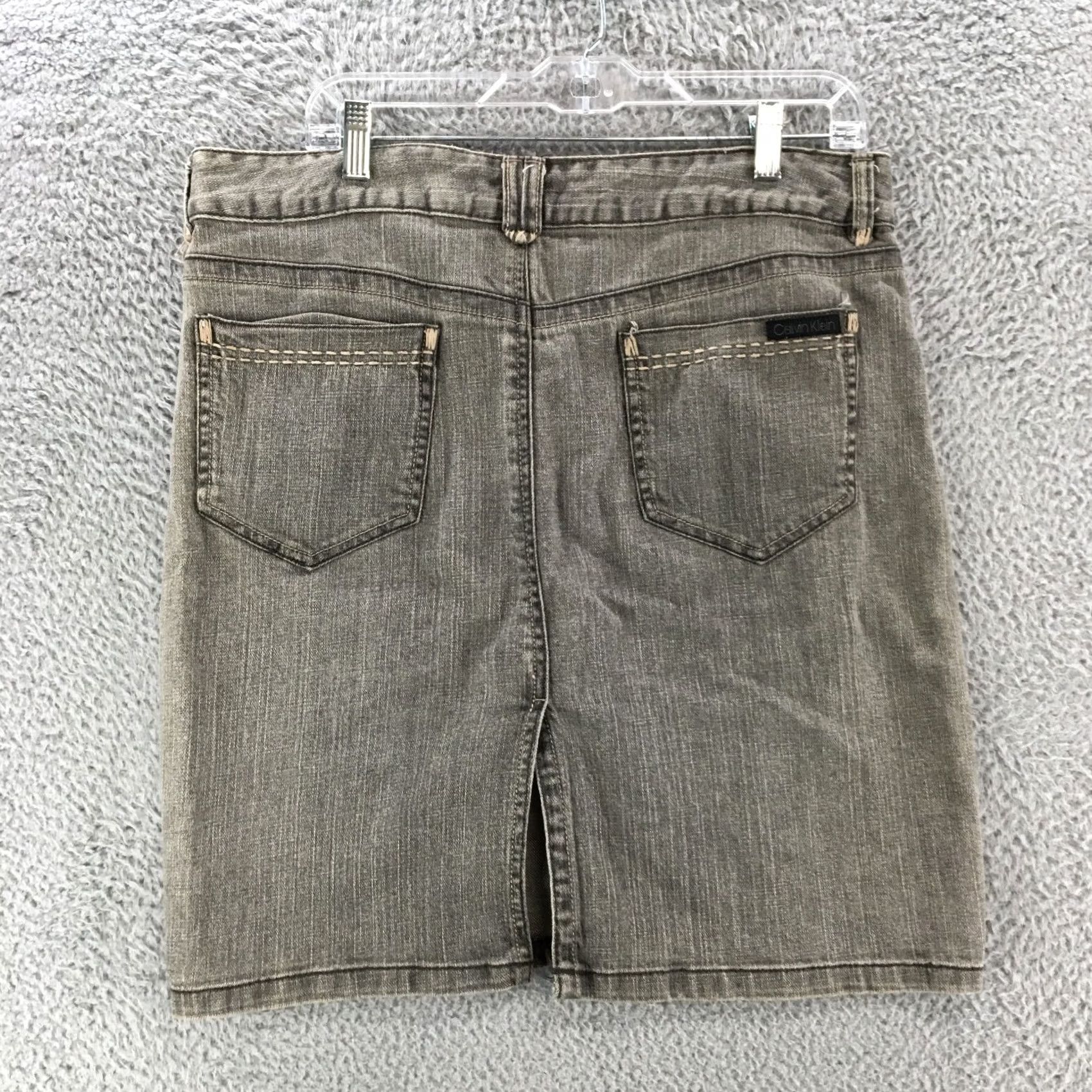 Calvin Klein Calvin Klein Mini Skirts Womens 12 Grey 5 Pockets Button Flat Front Casual Zip Skirt Knee Length Womens Size 34" / US 12 / IT 48 - 6 Thumbnail