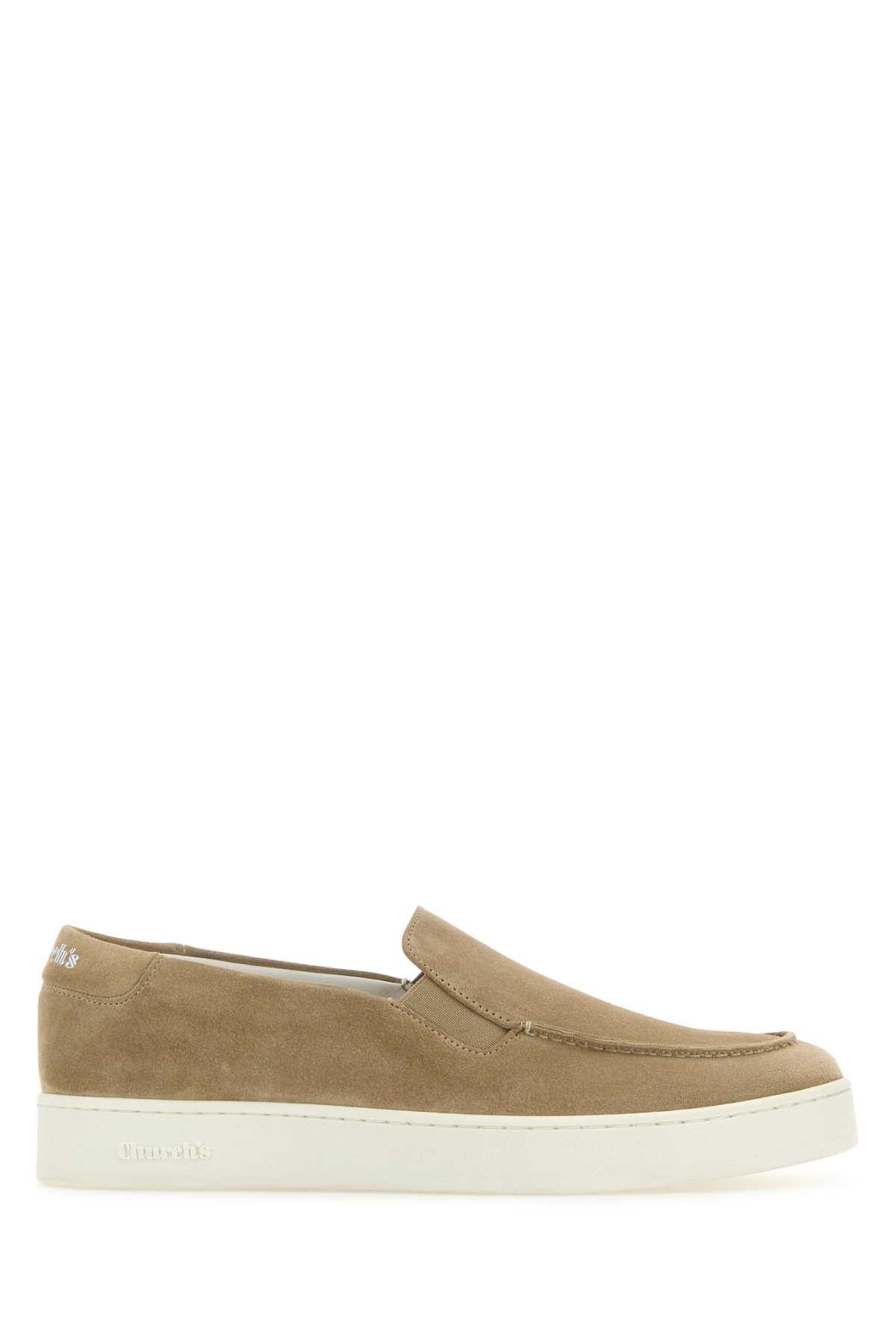 image of Churchs Cappuccino Suede Longton 2 Slip-Ons Shoes in Beige O Tan, Women's (Size 9)