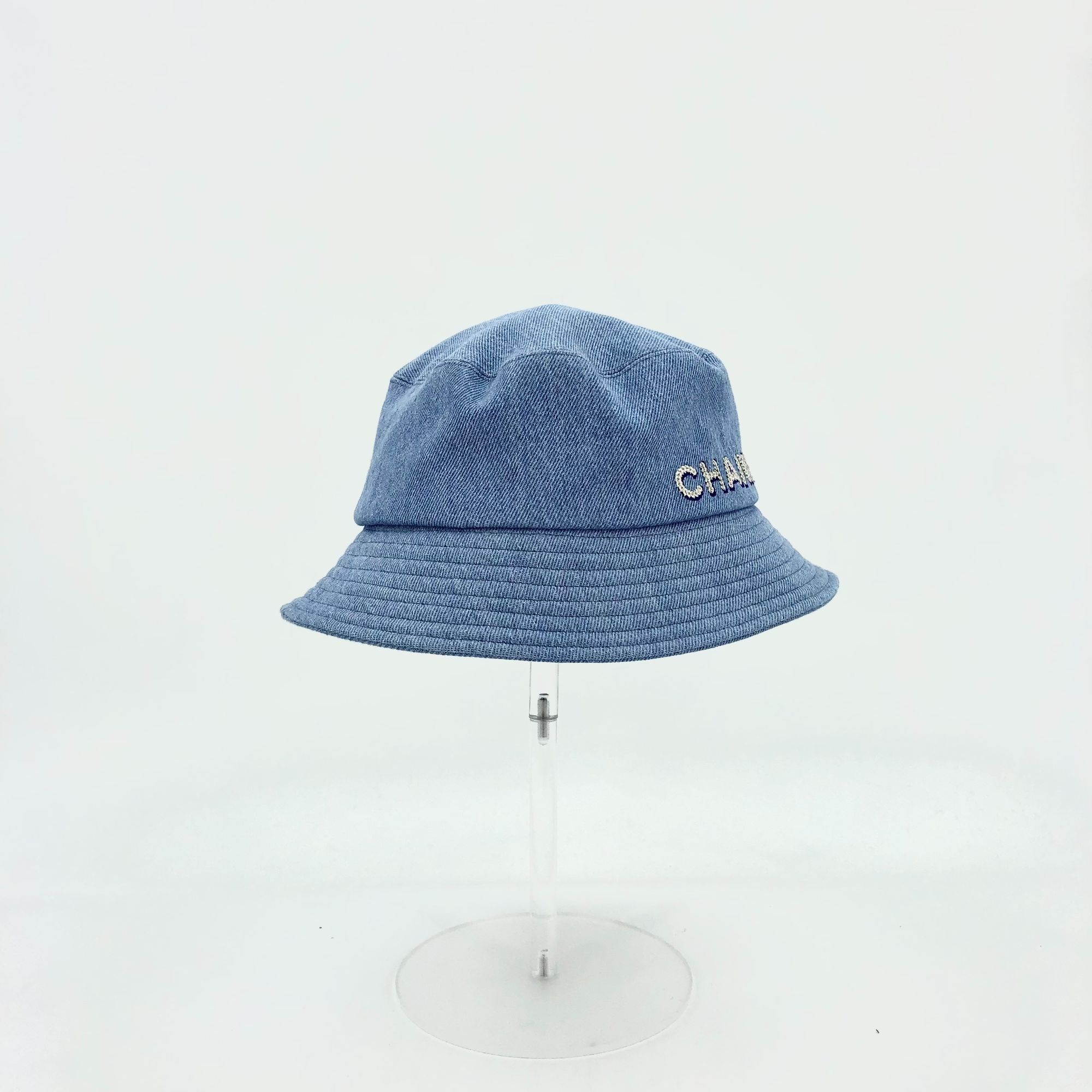 Chanel Chanel Blue Cotton Fishermans Bucket Hat W/ Sequin Logo Made Size ONE SIZE - 9 Thumbnail