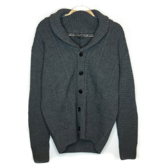 Zara Zara Charcoal Grey Knit Button-Up Cardigan Size US L / EU 52-54 / 3 - 1 Thumbnail