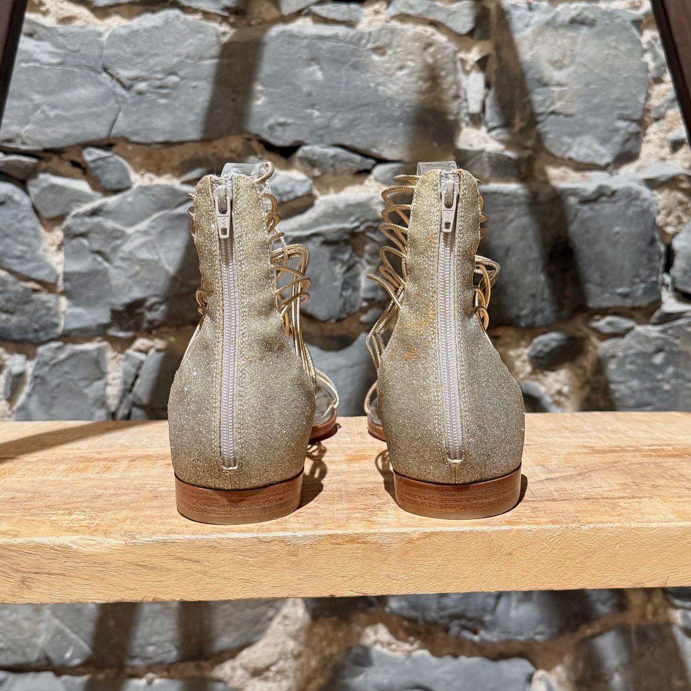 Christian Louboutin Christian Louboutin Glitter Gold Blanca Strappy Sandals Size US 7 / IT 37 - 5 Thumbnail