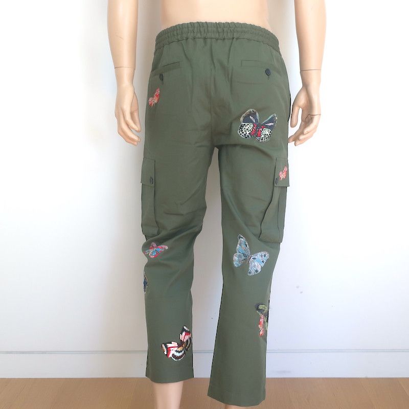 Valentino Valentino Butterfly-Embroidered Cargo Pants Green Size 46 Size US 30 / EU 46 - 6 Thumbnail
