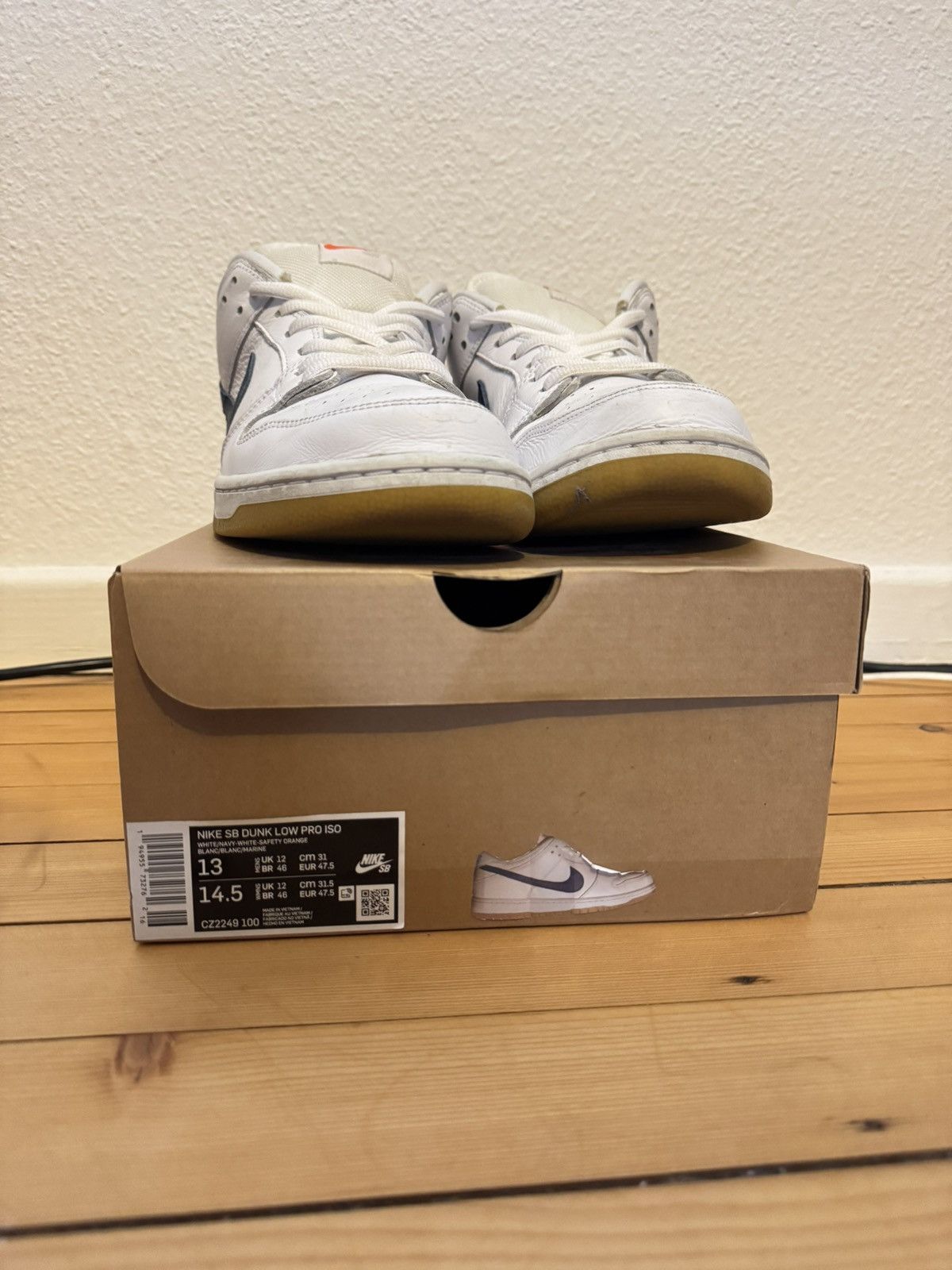 Nike Nike SB Dunk Low ISO White Navy Size US 13 / EU 46 - 5 Thumbnail