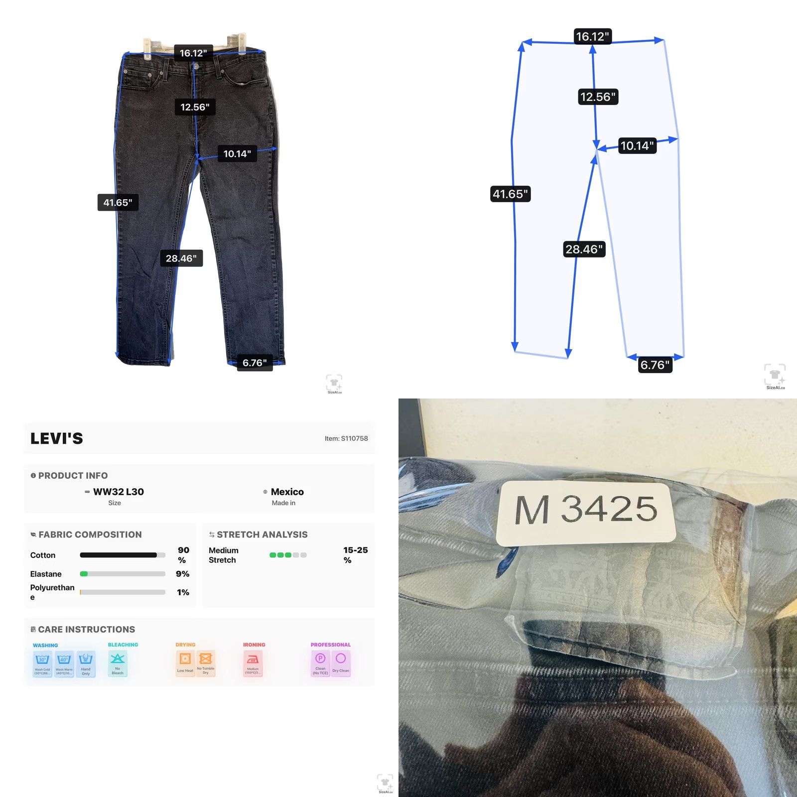Levi's Levi's 511 Jeans Slim Tapered 32x30 Black Dark Wash Denim Zip Fly Mens Regular Vintage No Size US 32 / EU 48 - 9 Thumbnail