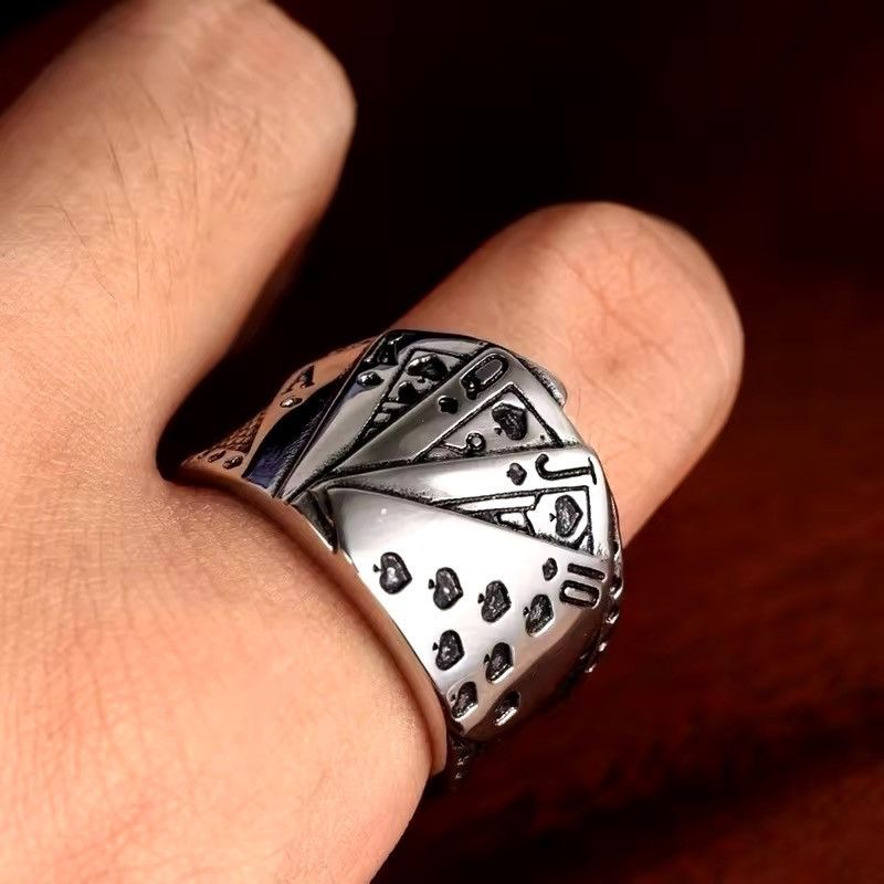 Other Poker Flush Playing Card Stainless Steel Ring Size ONE SIZE - 1 Thumbnail