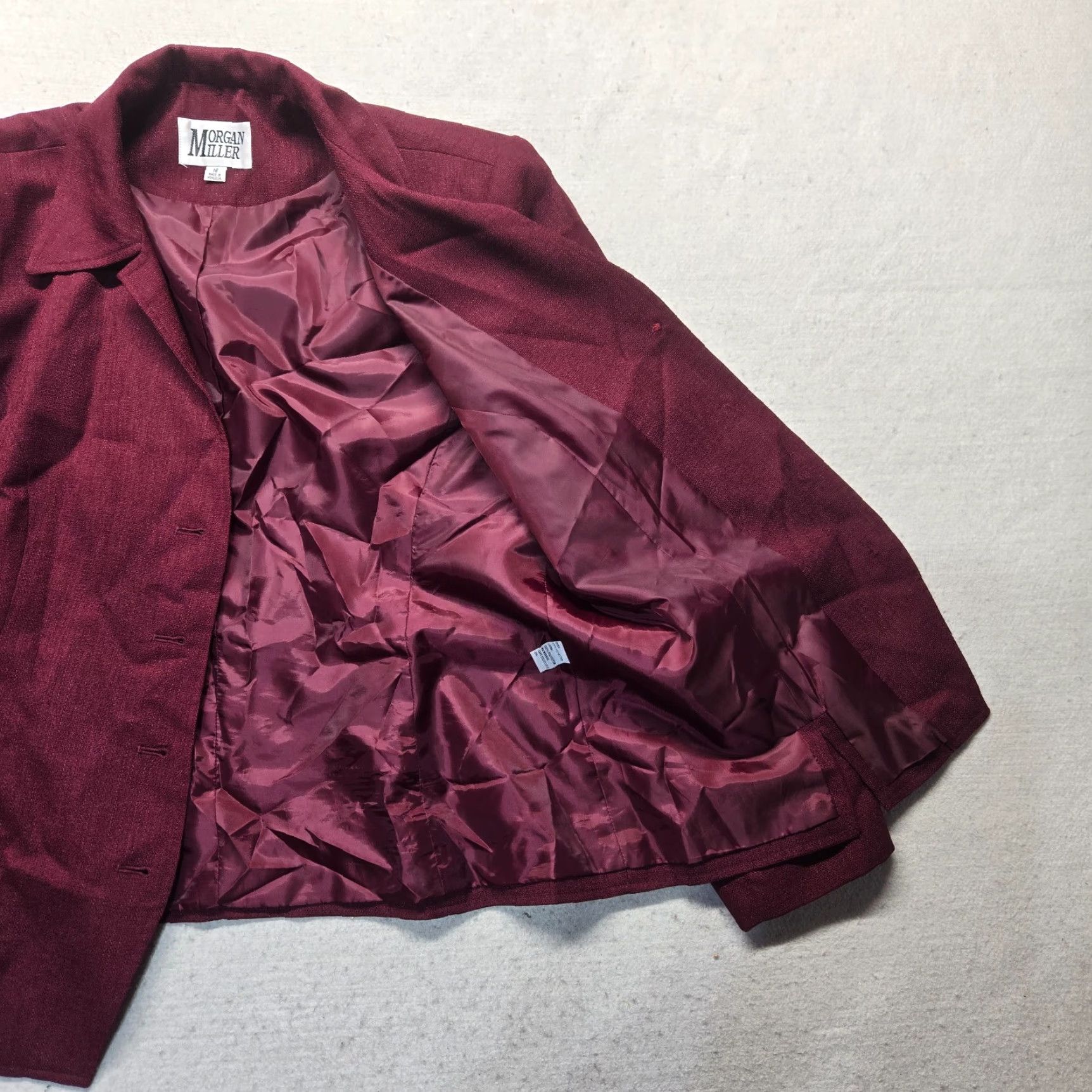 Vintage VINTAGE Morgan Miller Blazer Adult 18 Red Burgandy Tuxedo Buttons Career Business Womens Size XXL / US 16-18 / IT 52-54 - 2 Thumbnail