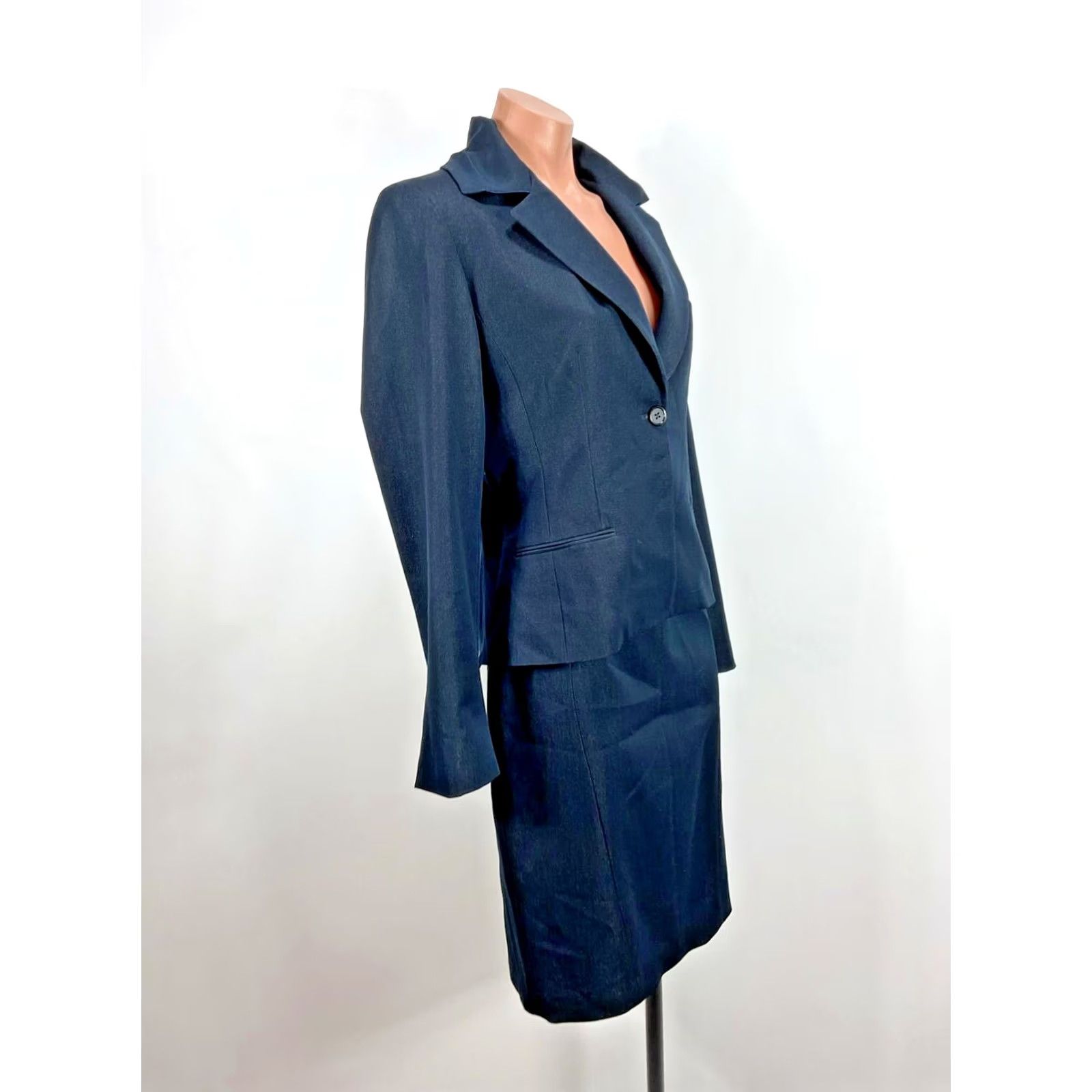 Vintage VINTAGE T Tahari Dark Blue Suit Blazer 2 Piece Skirt Set Size 6 Women Denim Look Shirt Jacket Skirt Womens Size 28" / US 6 / IT 42 - 4 Thumbnail