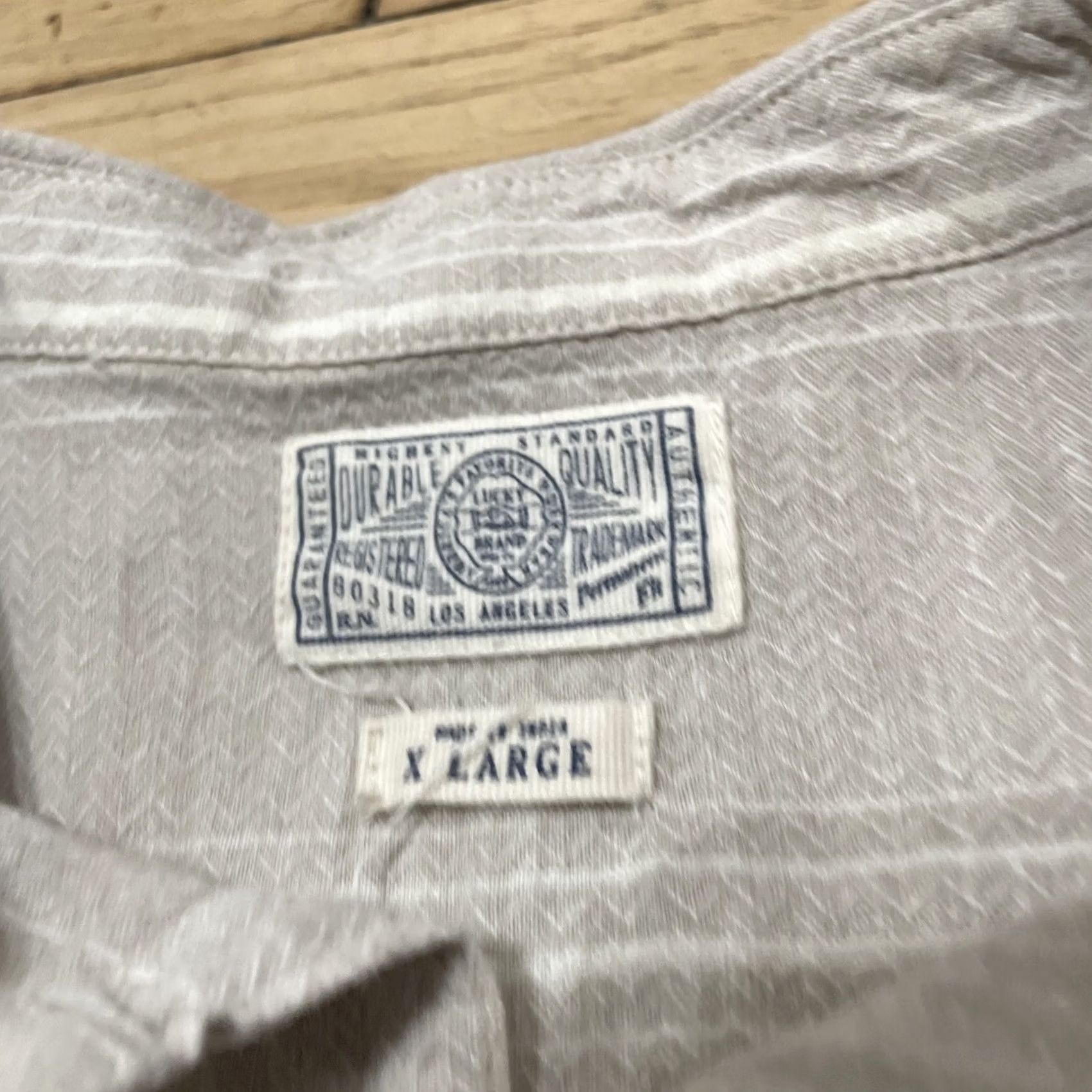 Lucky Brand LUCKY BRAND Linen Shirt Men XL Tan Beige Stripe Western Button-Up Shirt Size US XL / EU 56 / 4 - 5 Thumbnail
