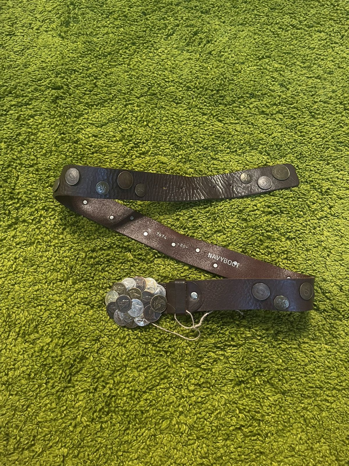 Cowboy Equipment × Genuine Leather × Vintage Western Cowboy style coin buckle money belt Size 30 - 1 Thumbnail